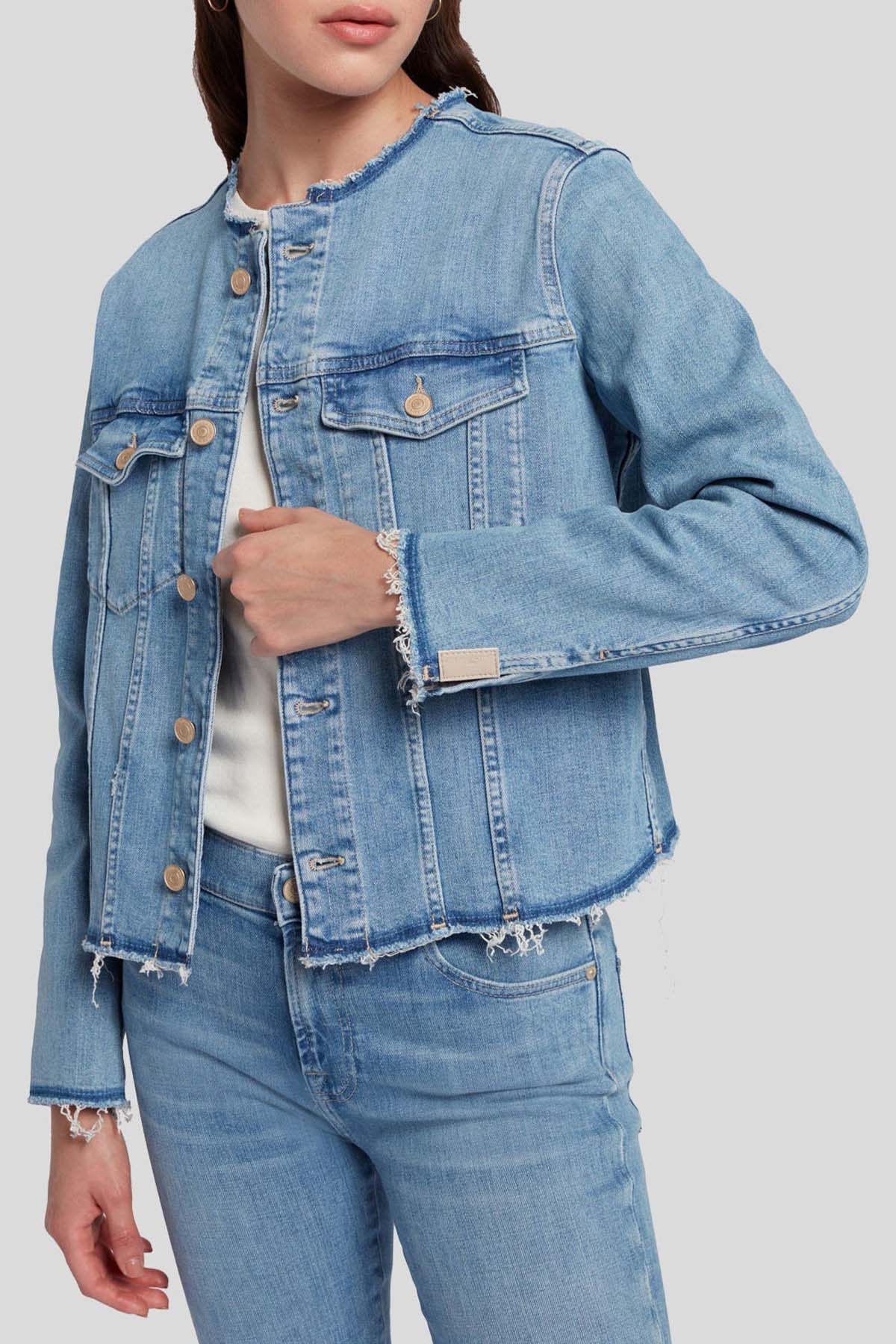 7 For All Mankind Doğal Kesim Detaylı Cepli Denim Ceket