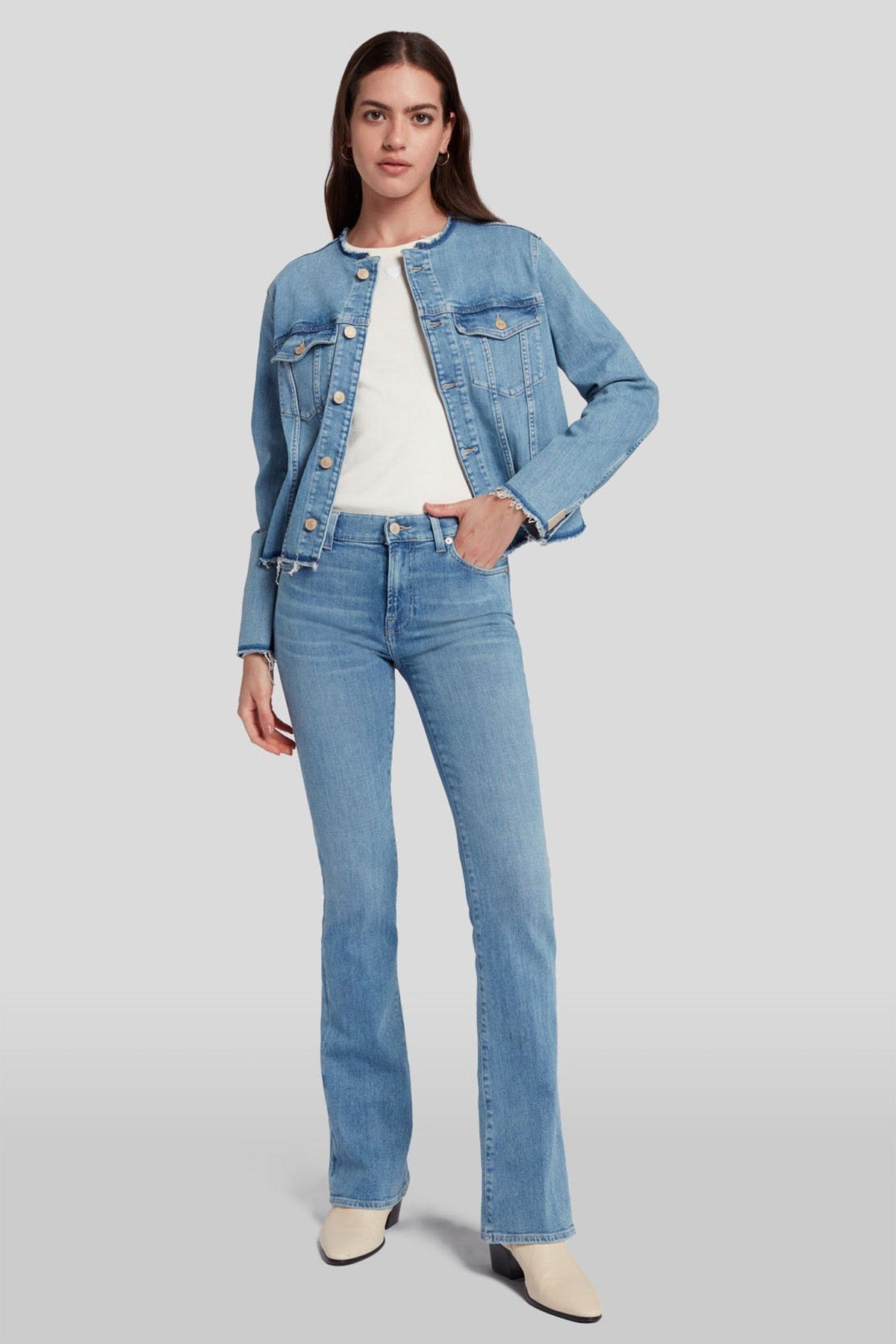7 For All Mankind Doğal Kesim Detaylı Cepli Denim Ceket