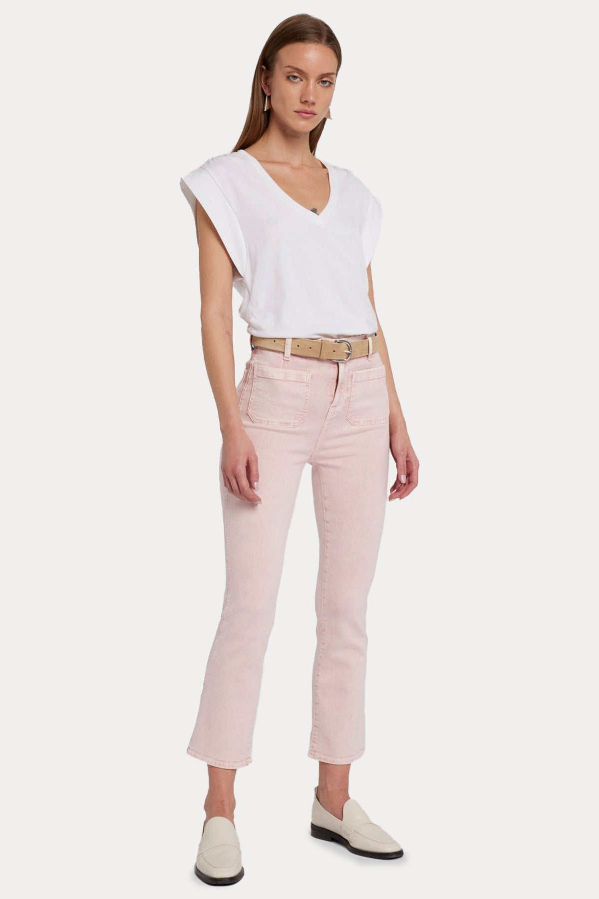 7 For All Mankind Luxe Vintage Slim Fit Yüksek Bel Crop Paça Jeans