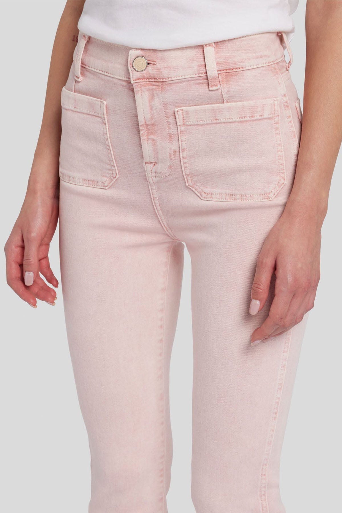 7 For All Mankind Luxe Vintage Slim Fit Yüksek Bel Crop Paça Jeans