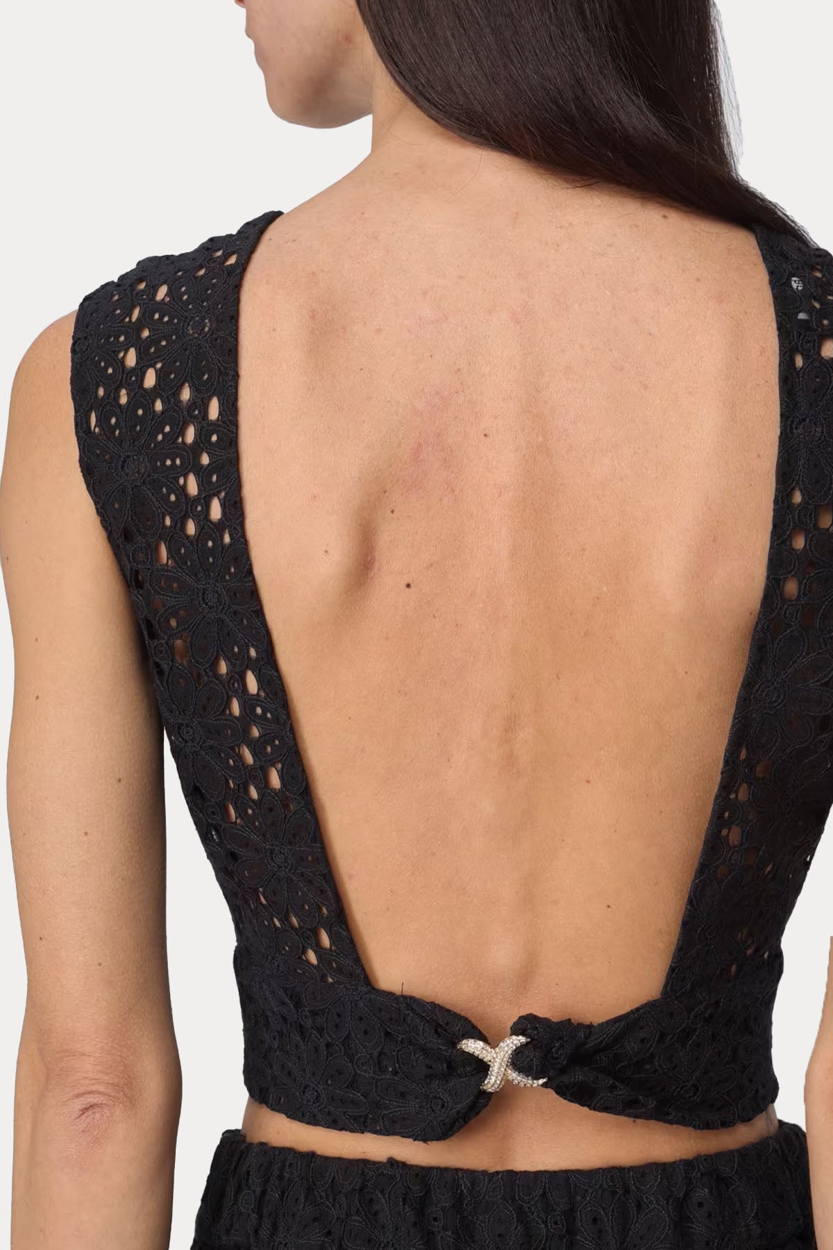 Hanita Fisto Sırt Dekolteli Crop Bluz-Bluz-Libas