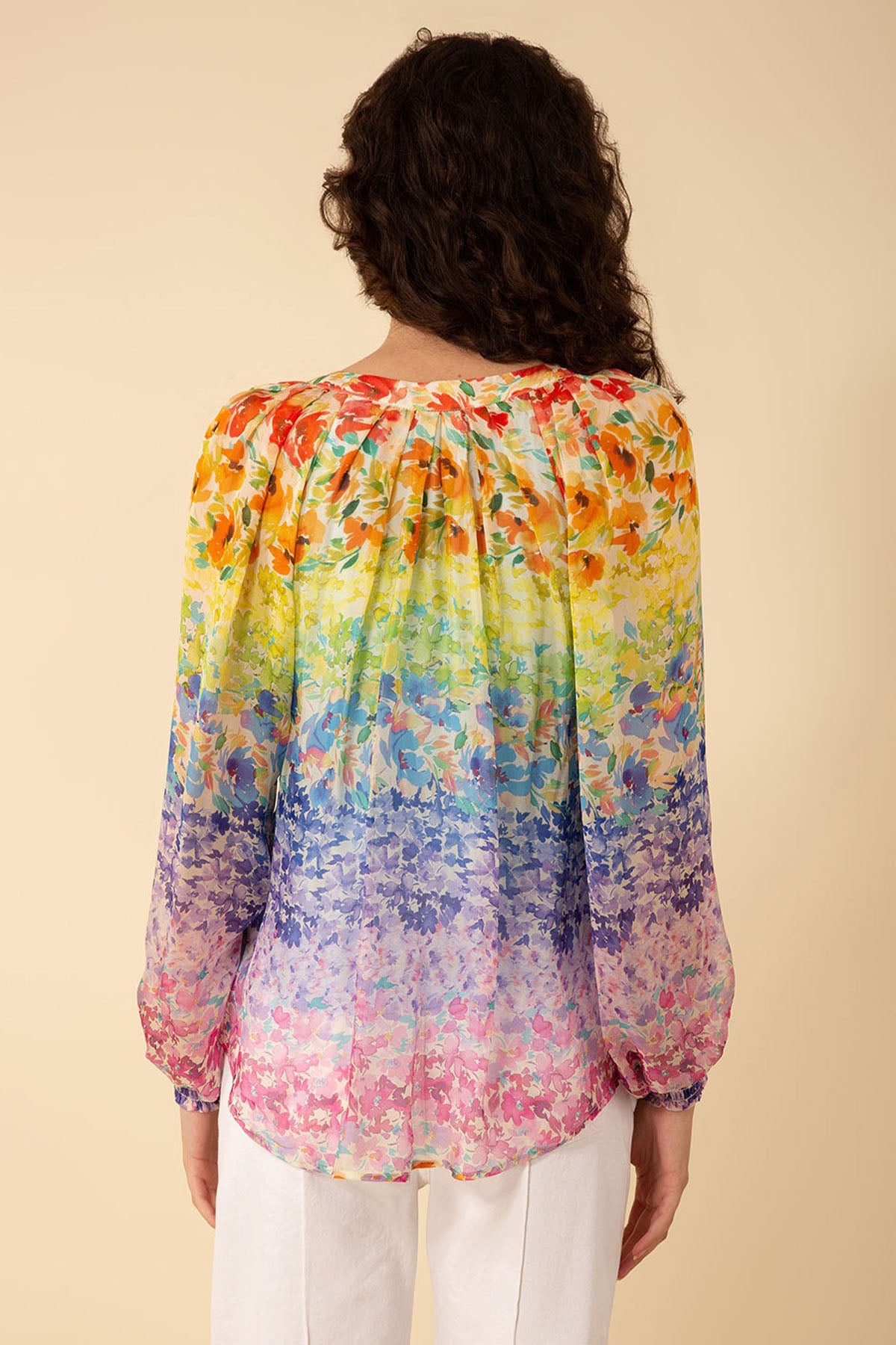 Hale Bob Octavia Geniş Kesim Renkli Desenli İpek Bluz