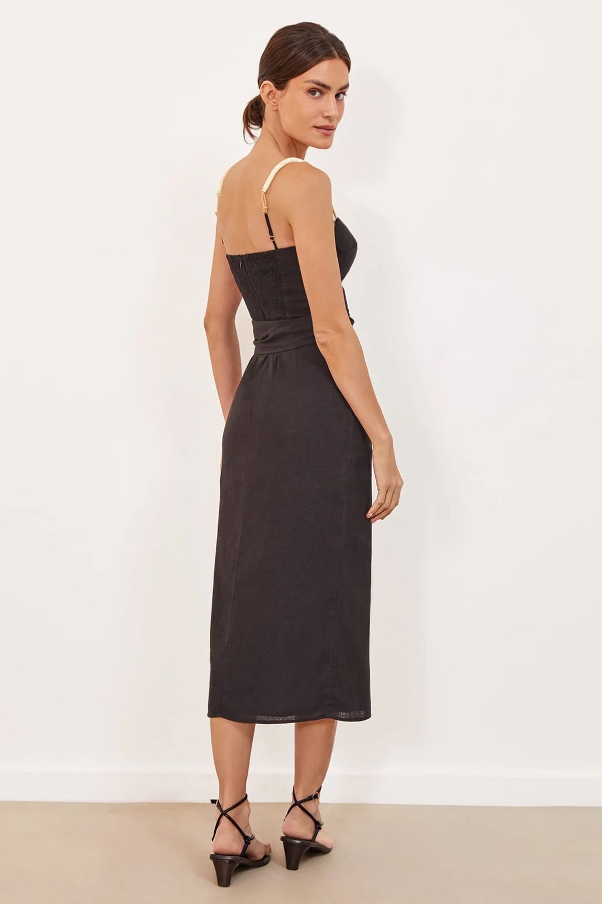 Vix Solid Nila Kuşaklı Midi Elbise