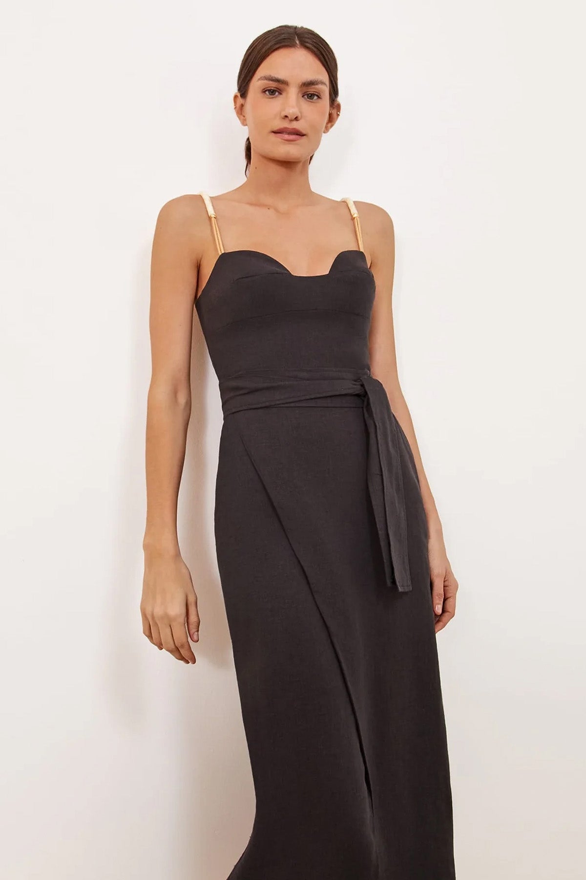 Vix Solid Nila Kuşaklı Midi Elbise