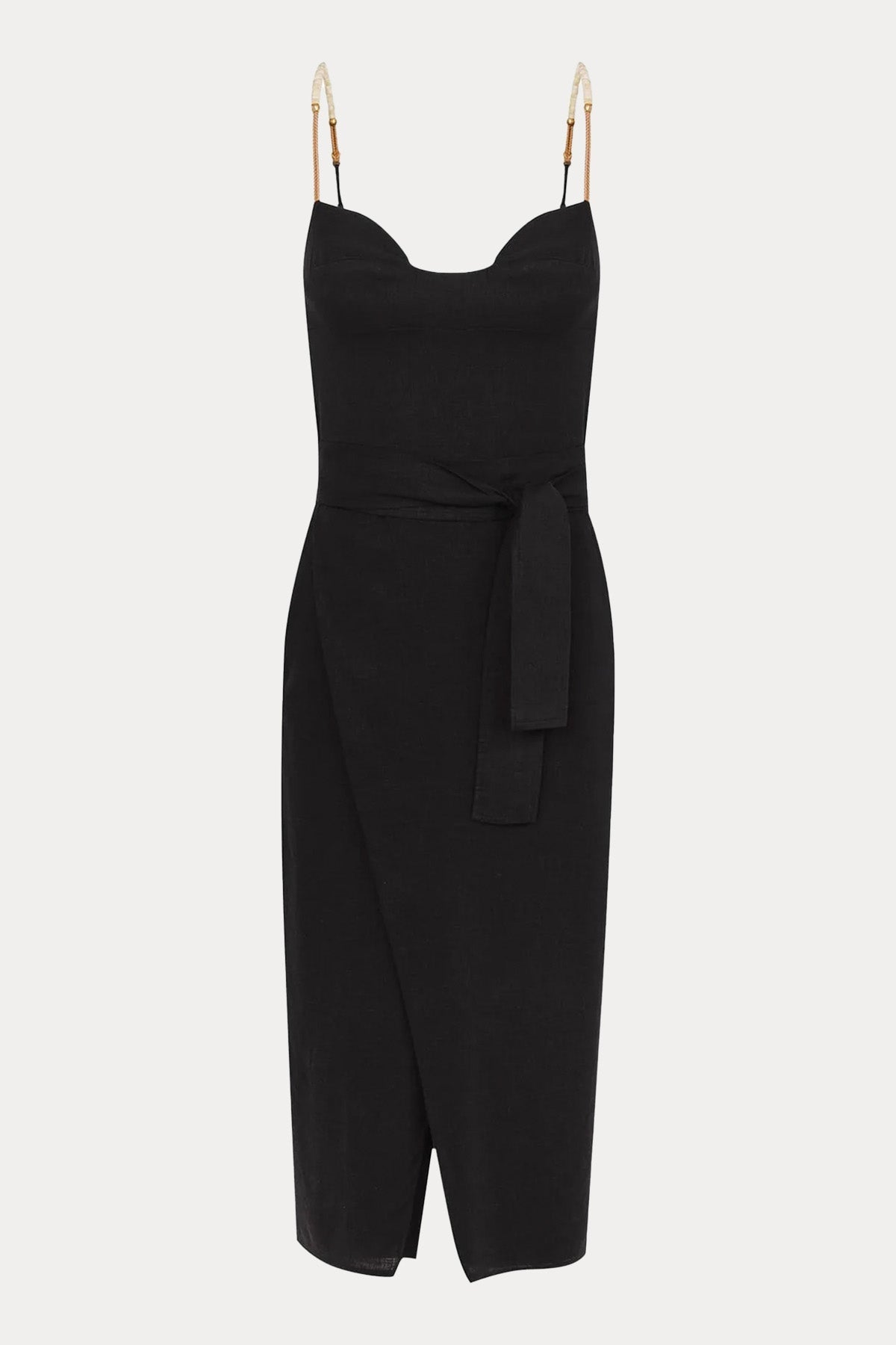 Vix Solid Nila Kuşaklı Midi Elbise