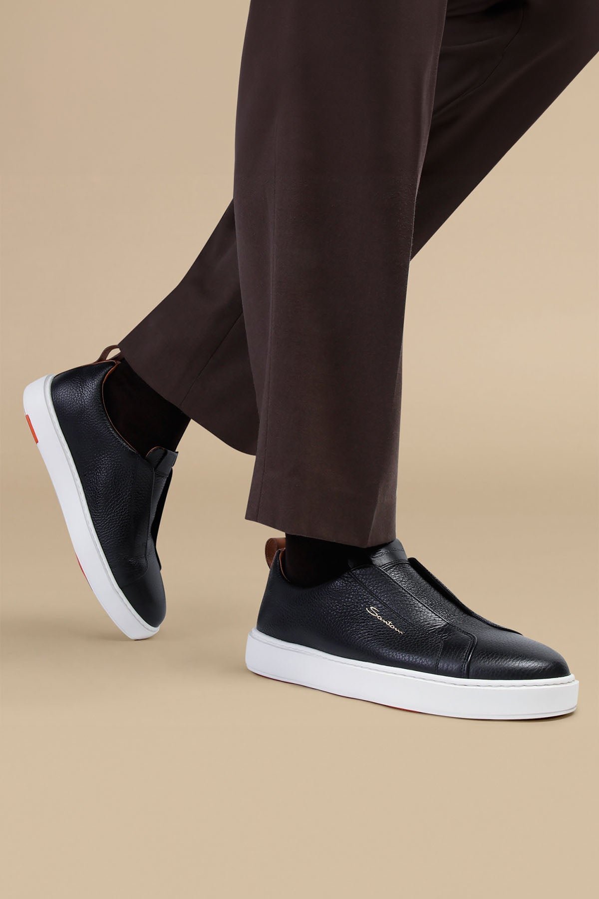 Santoni Lastik Bantlı Deri Sneaker Ayakkabı