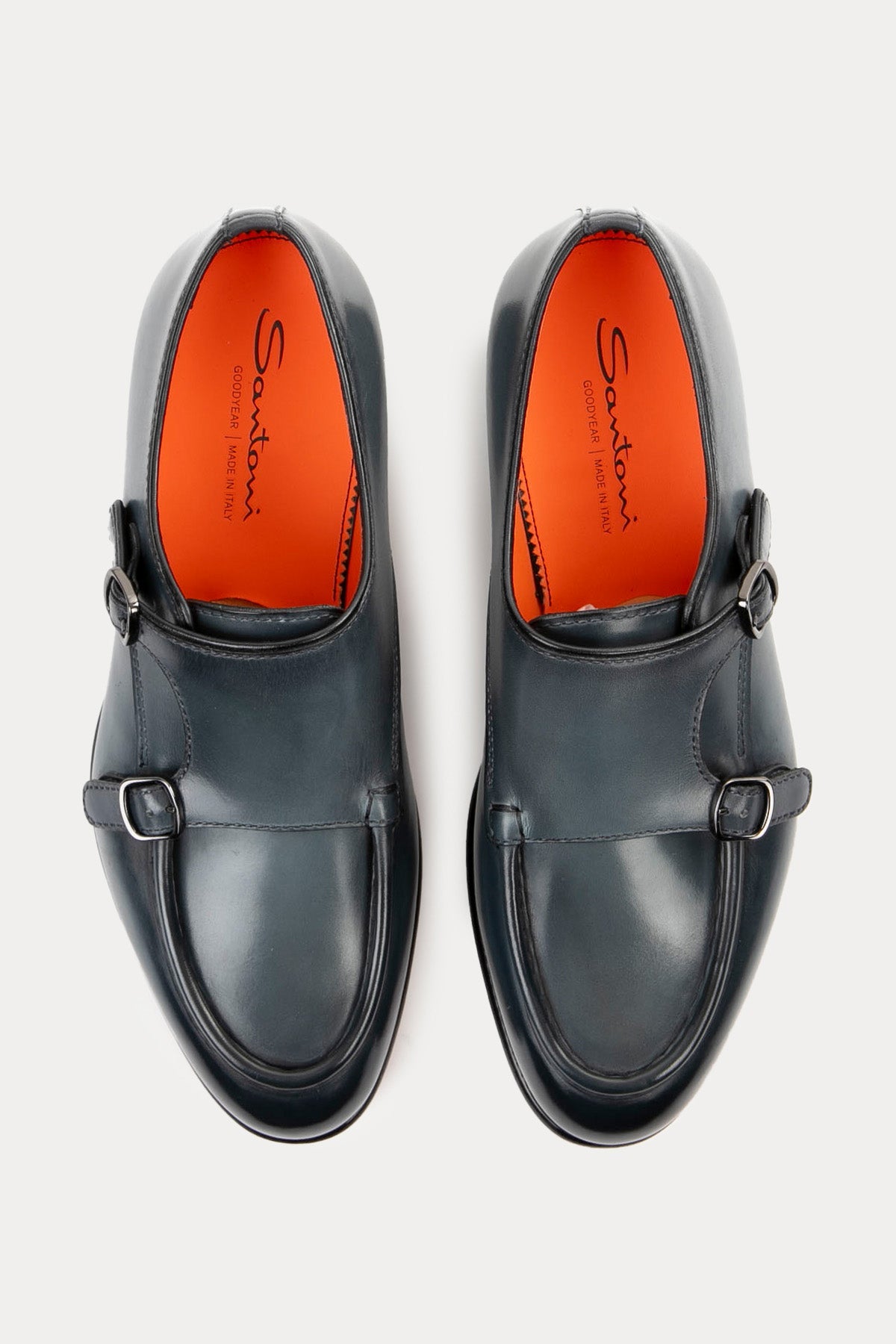 Santoni Goodyear Taban Çift Tokalı Deri Loafer Ayakkabı