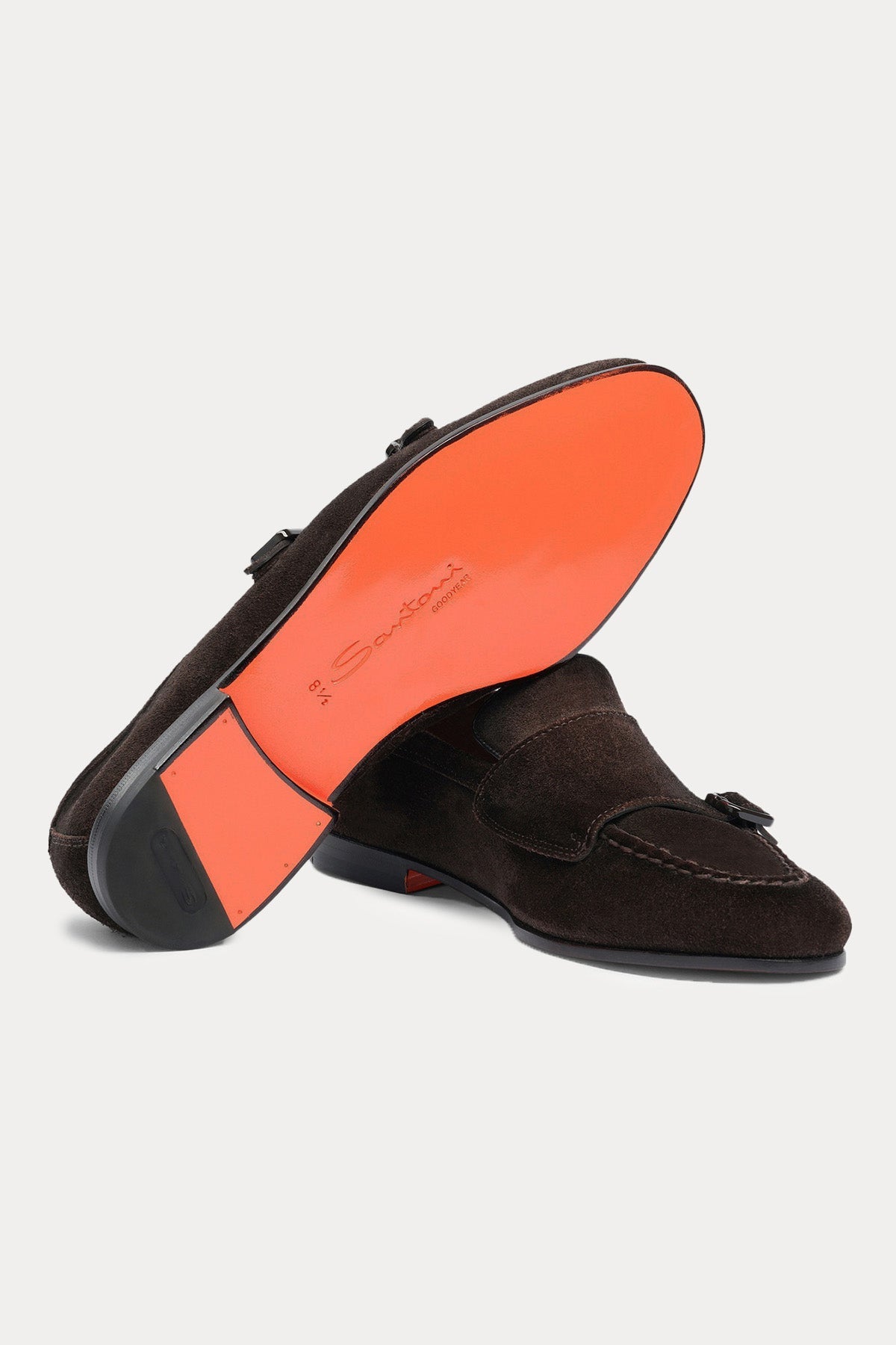 Santoni Goodyear Taban Çift Tokalı Süet Loafer Ayakkabı