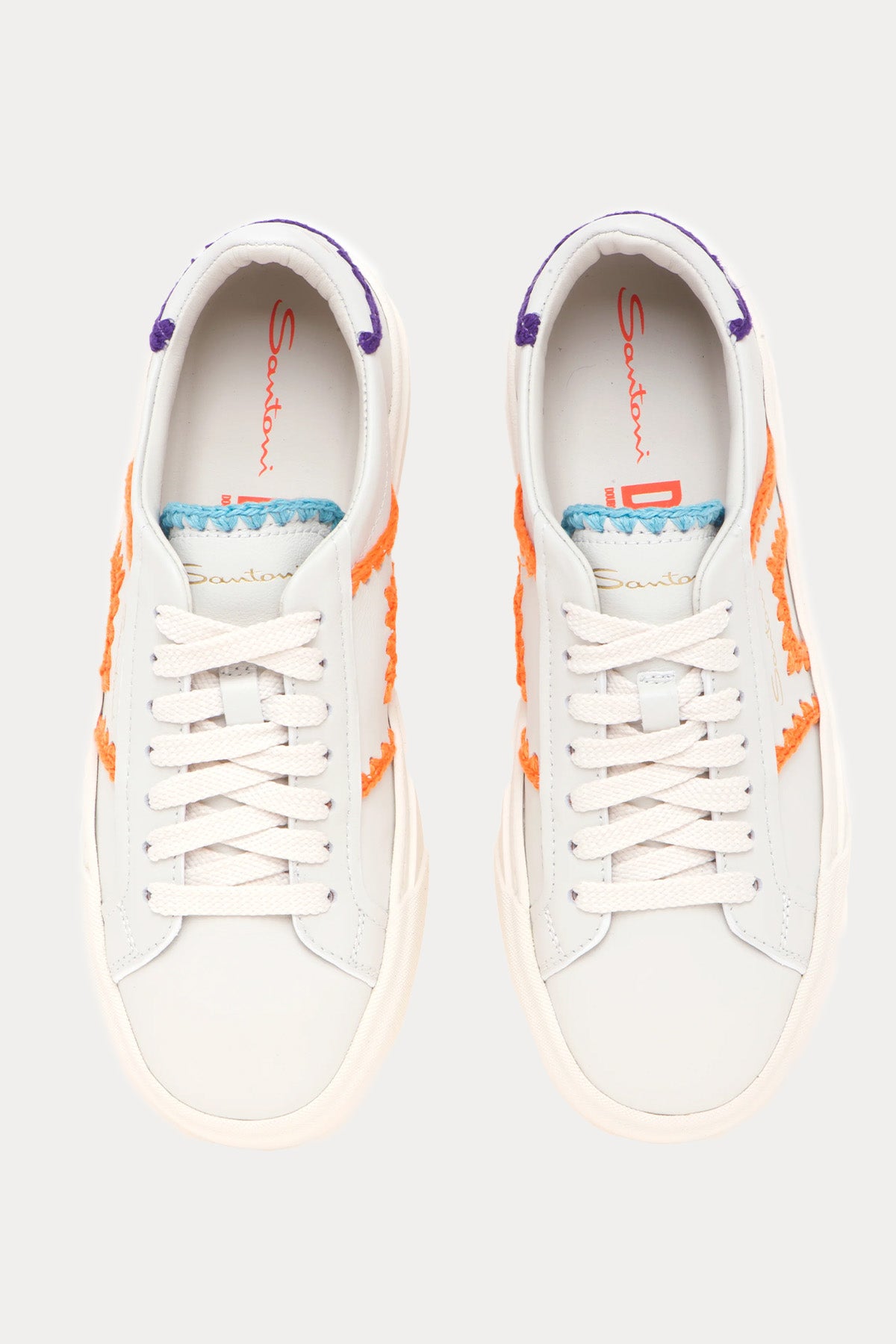 Santoni Double Buckle Renkli Örgü Deri Sneaker Ayakkabı