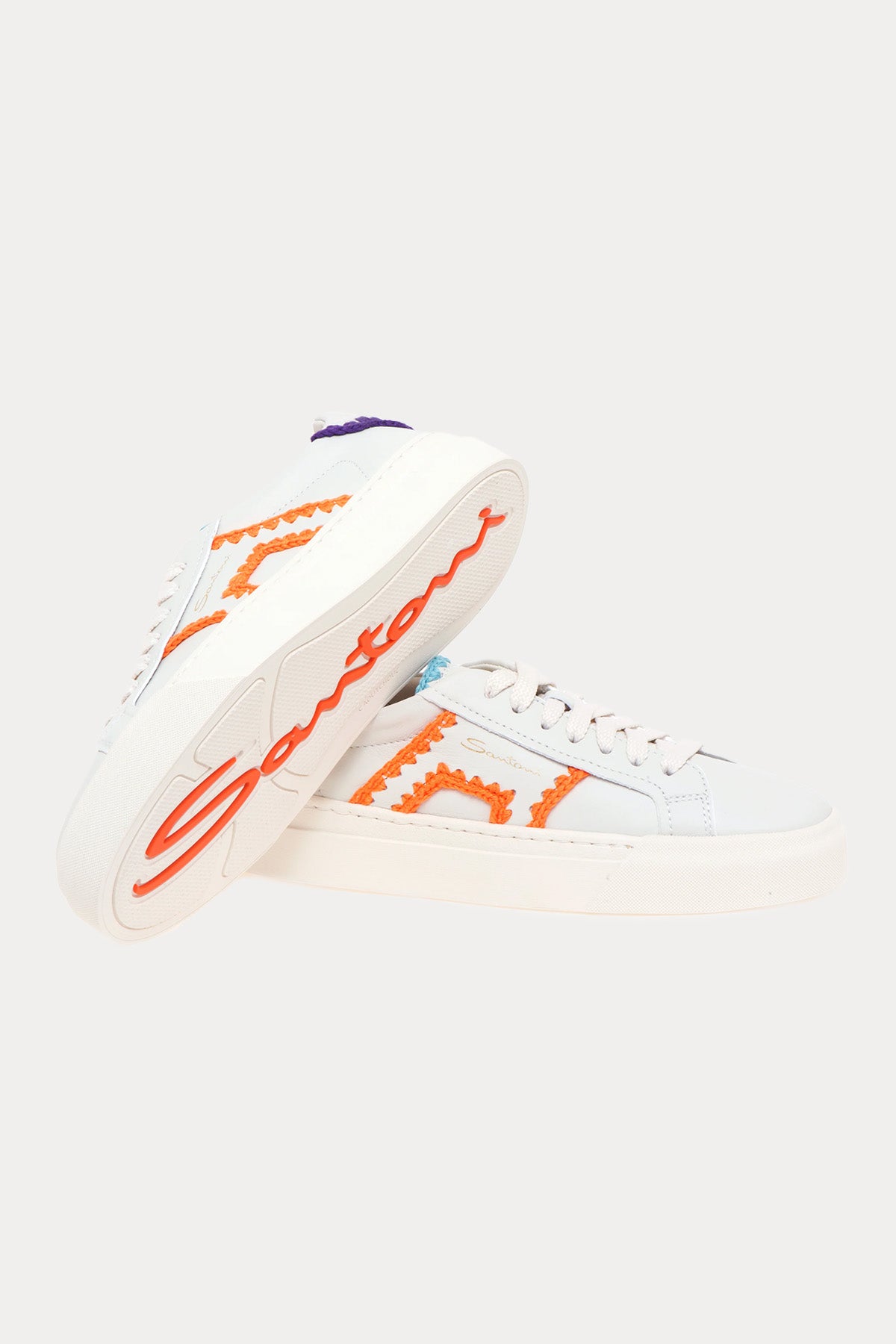 Santoni Double Buckle Renkli Örgü Deri Sneaker Ayakkabı