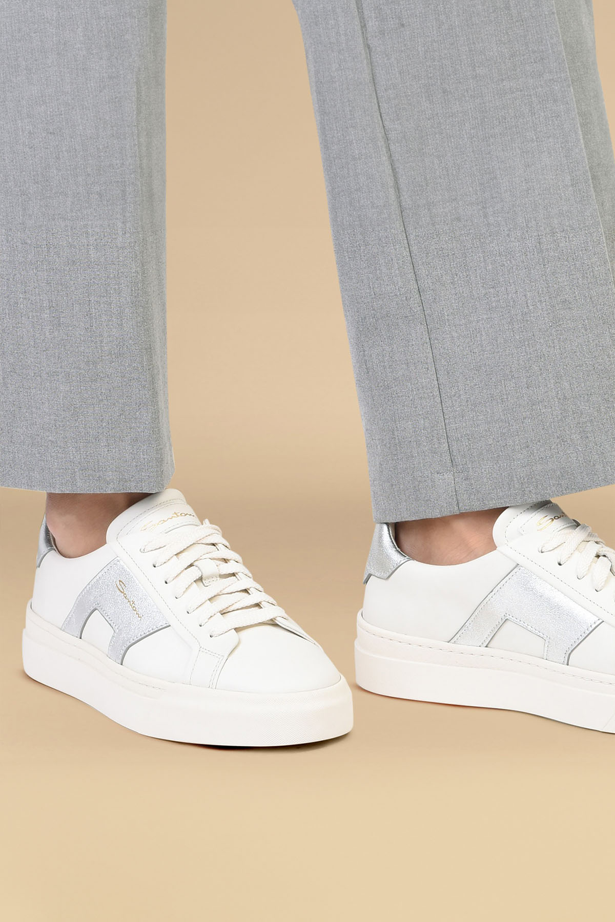 Santoni Double Buckle Deri Sneaker Ayakkabı