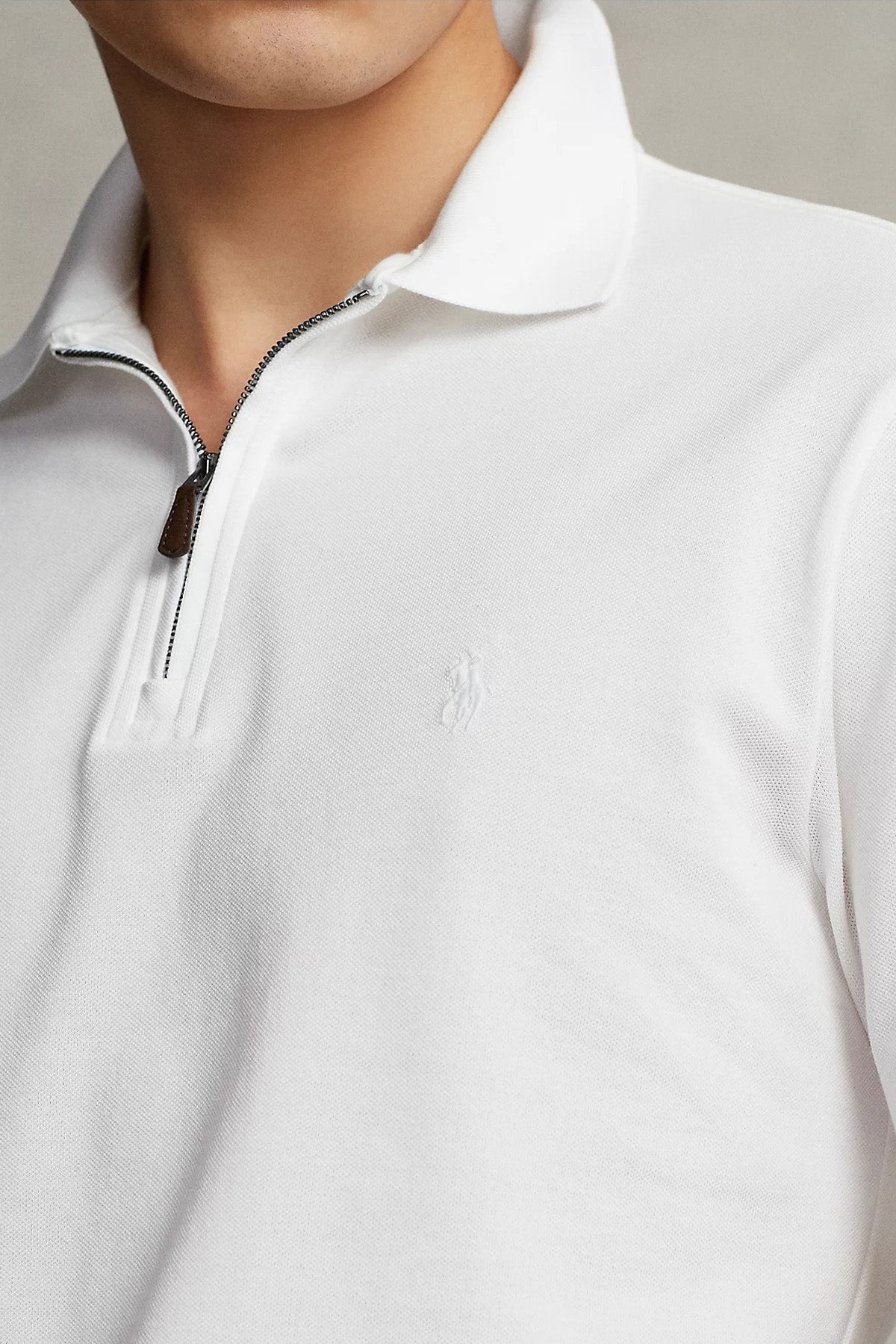 Polo Ralph Lauren Custom Slim Fit Stretch Mesh Fermuarlı Polo Yaka T-shirt-T-shirt-Libas