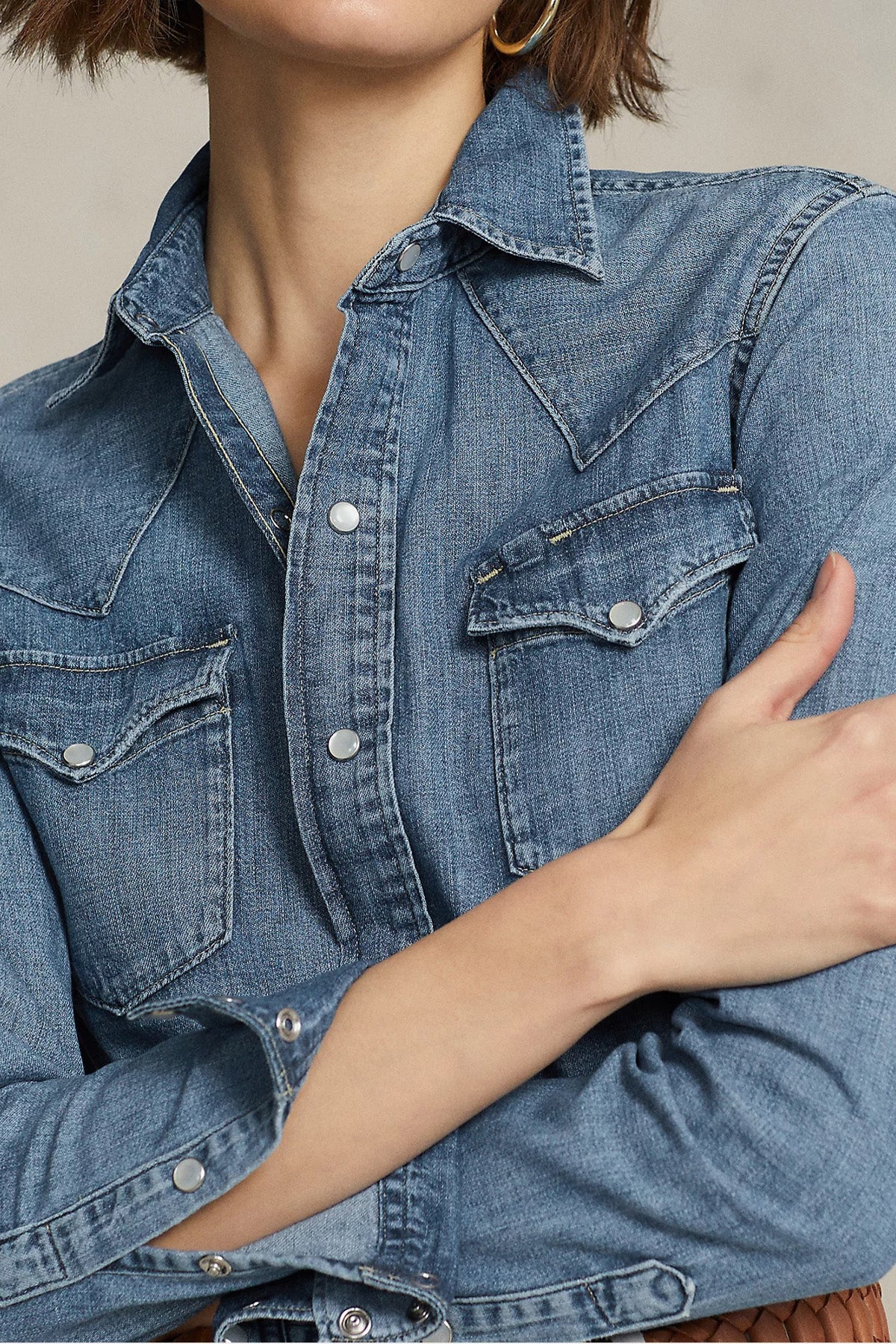 Polo Ralph Lauren Slim Fit Cep Detaylı Denim Gömlek-Gömlek-Libas