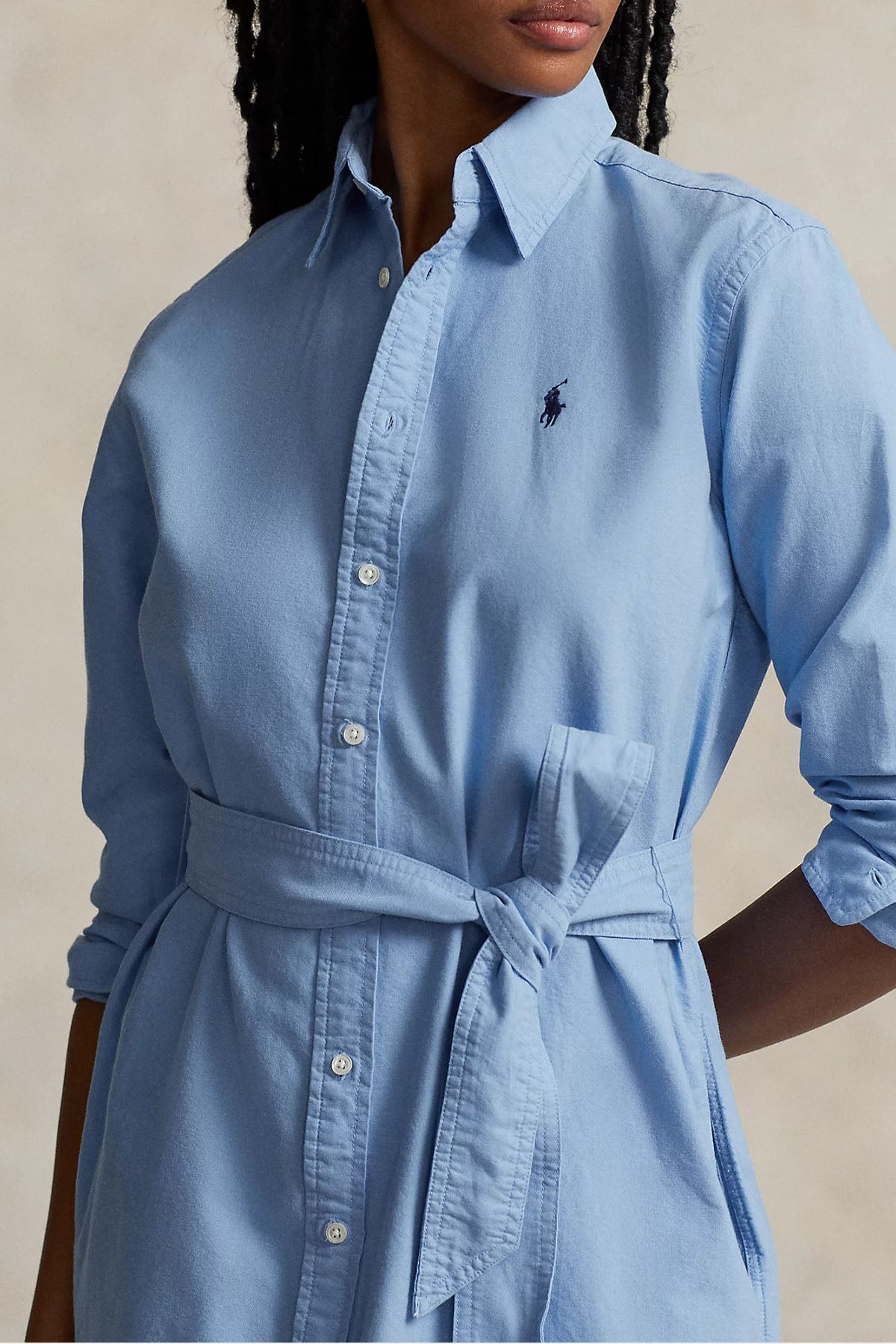 Polo Ralph Lauren Straight Fit Kuşaklı Midi Oxford Gömlek Elbise