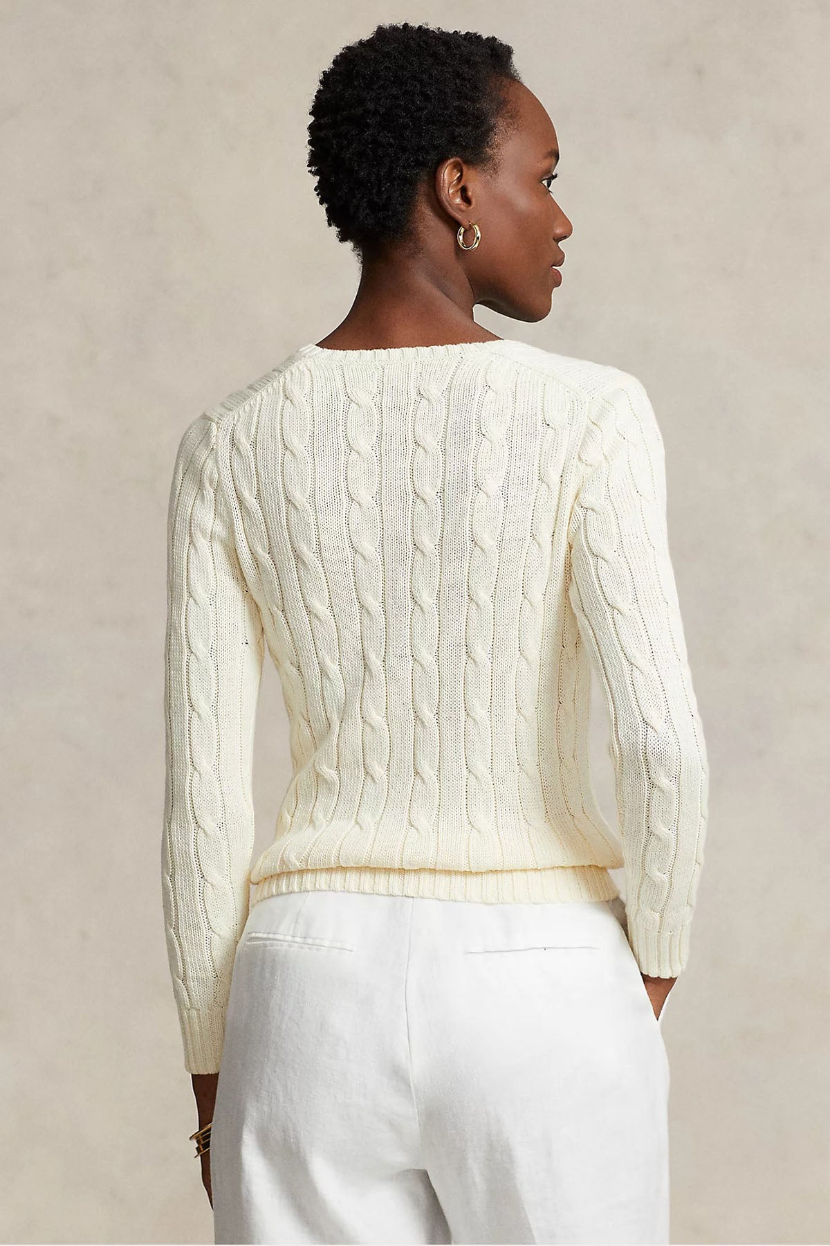 Polo Ralph Lauren Pima Cotton Slim Fit V Yaka Saç Örgü Triko