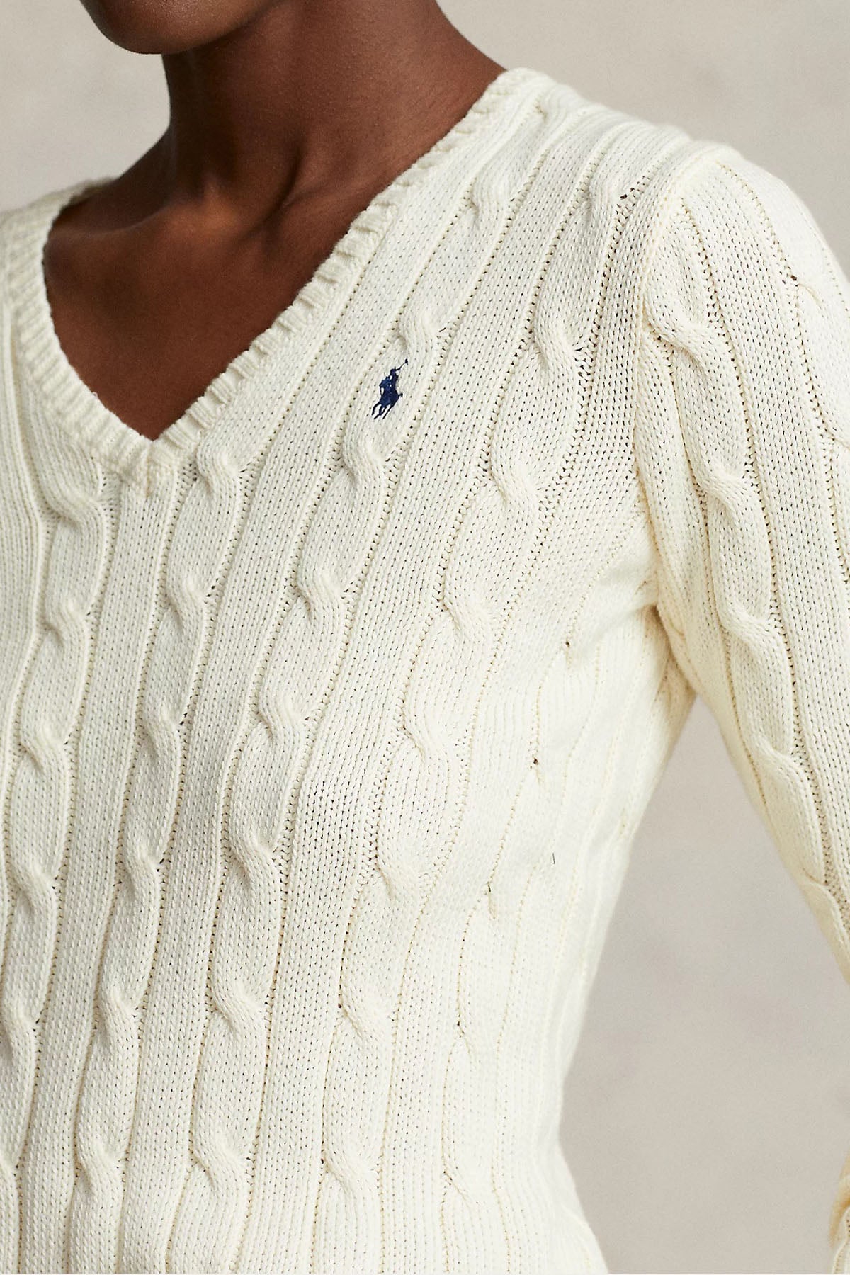 Polo Ralph Lauren Pima Cotton Slim Fit V Yaka Saç Örgü Triko