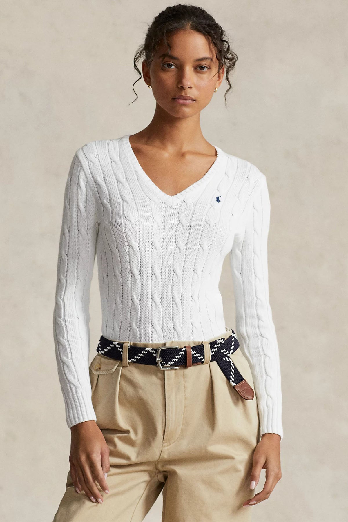 Polo Ralph Lauren Pima Cotton Slim Fit V Yaka Saç Örgü Triko