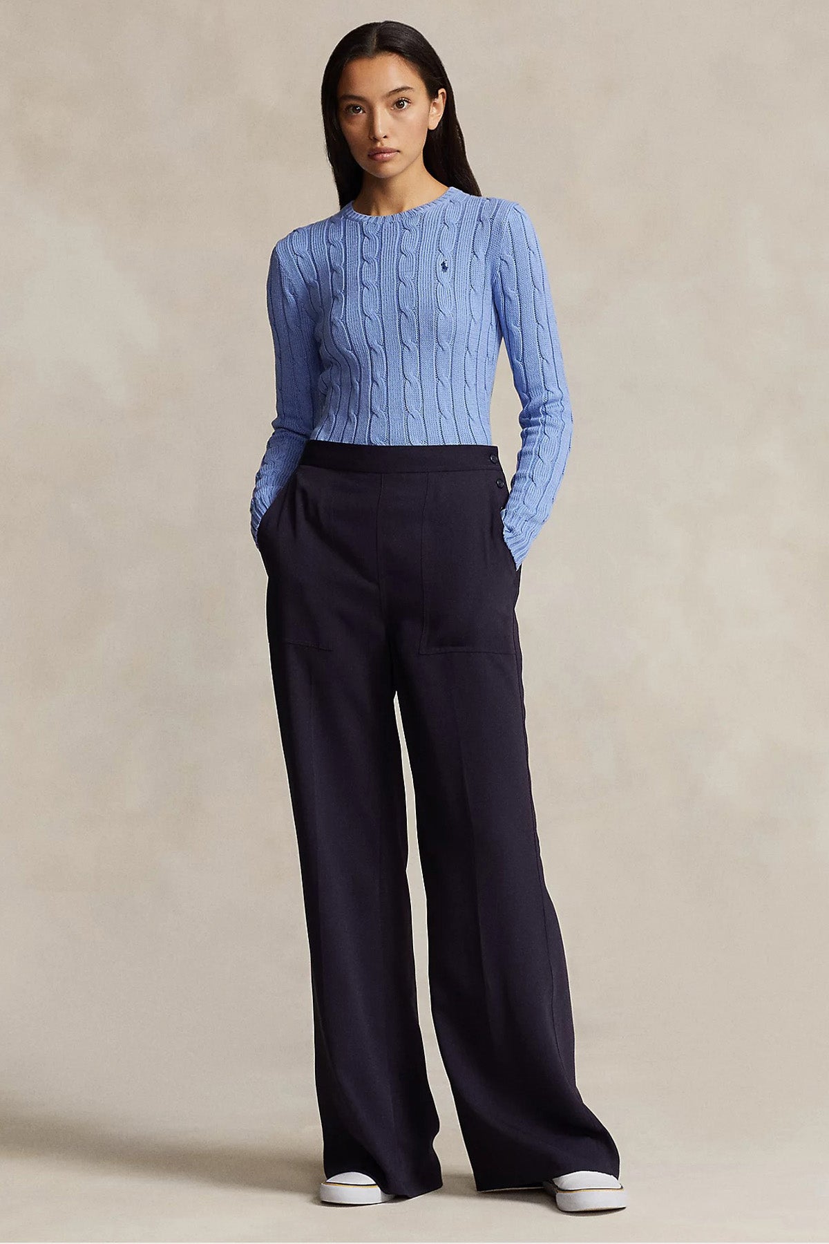 Polo Ralph Lauren Pima Cotton Slim Fit Yuvarlak Yaka Saç Örgü Triko