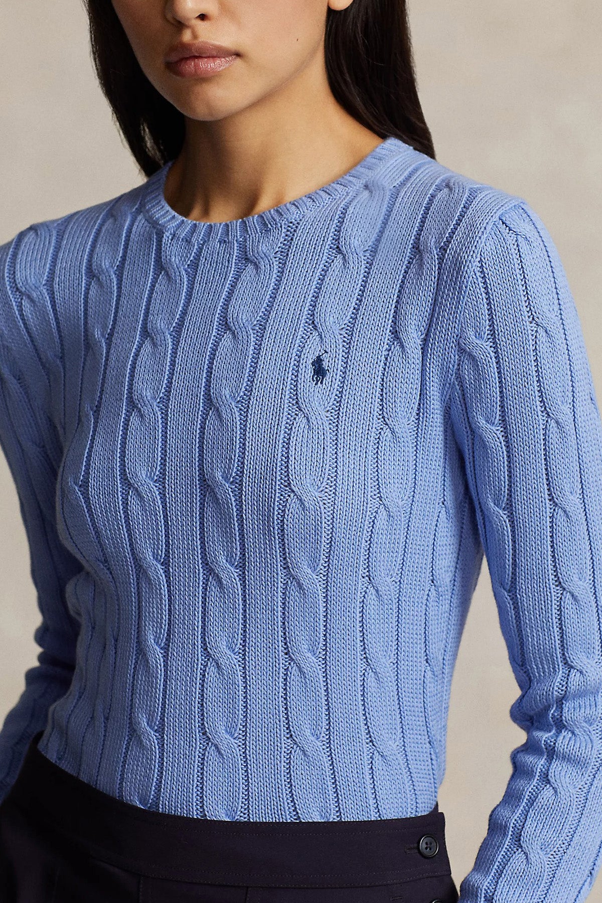 Polo Ralph Lauren Pima Cotton Slim Fit Yuvarlak Yaka Saç Örgü Triko