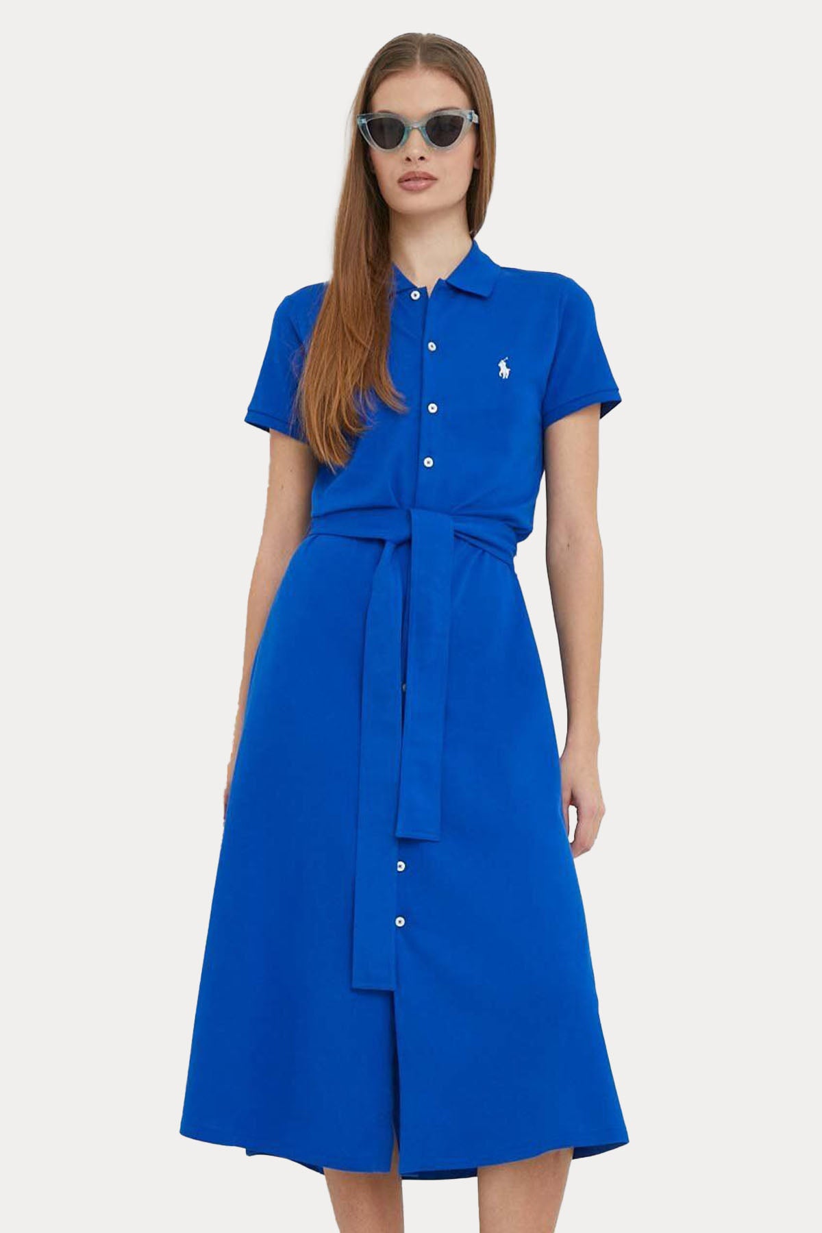 Polo Ralph Lauren Kuşaklı Polo Yaka Midi Elbise