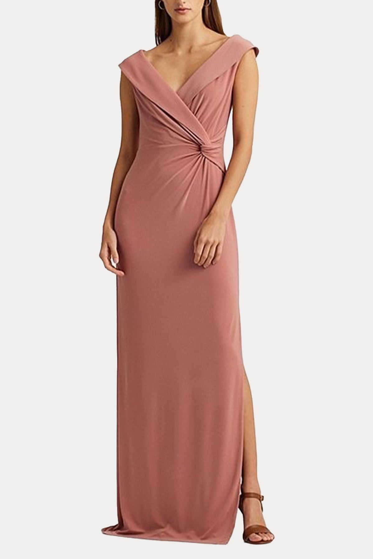 Polo Ralph Lauren V Yaka Kruvaze Maxi Abiye Elbise