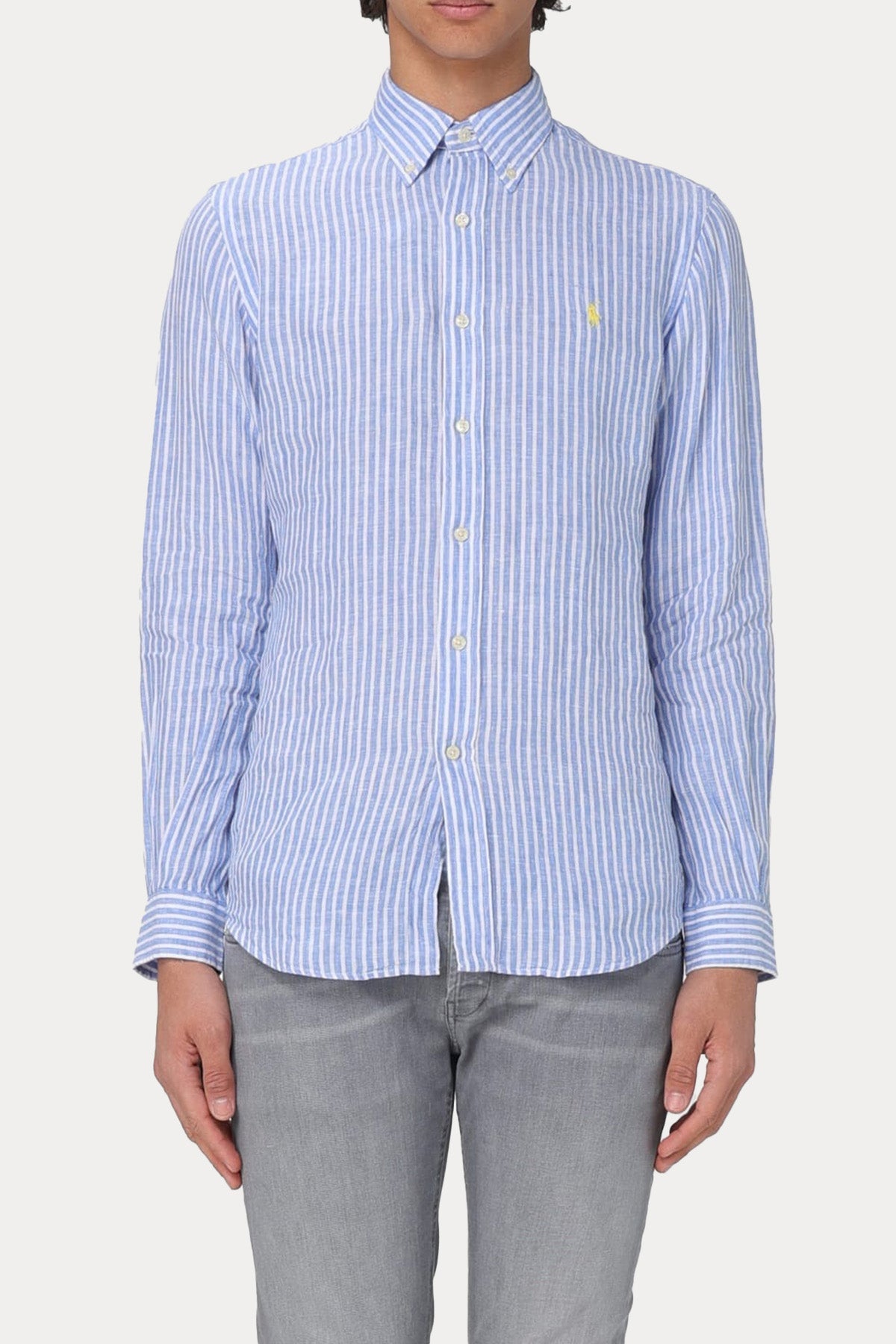 Polo Ralph Lauren Custom Fit Çizgili Keten Gömlek