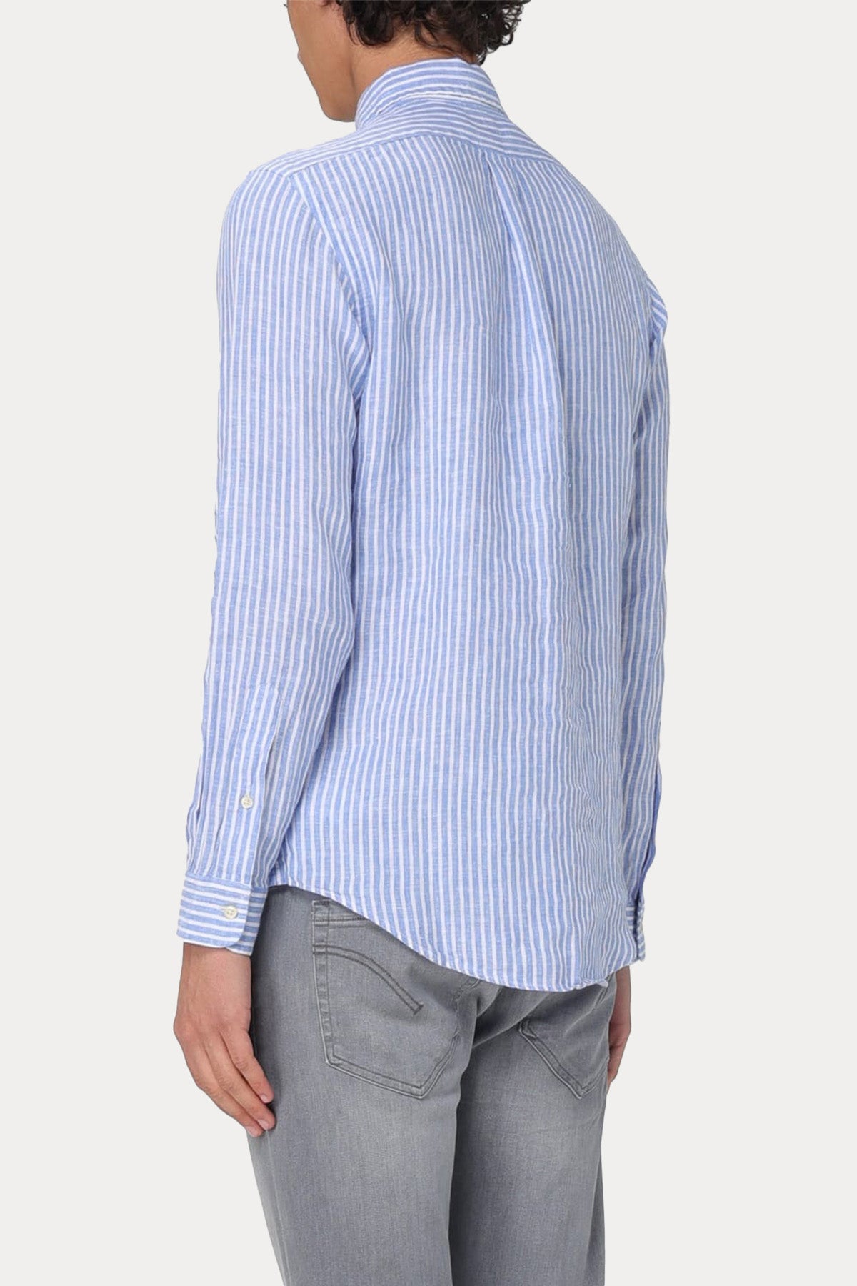 Polo Ralph Lauren Custom Fit Çizgili Keten Gömlek