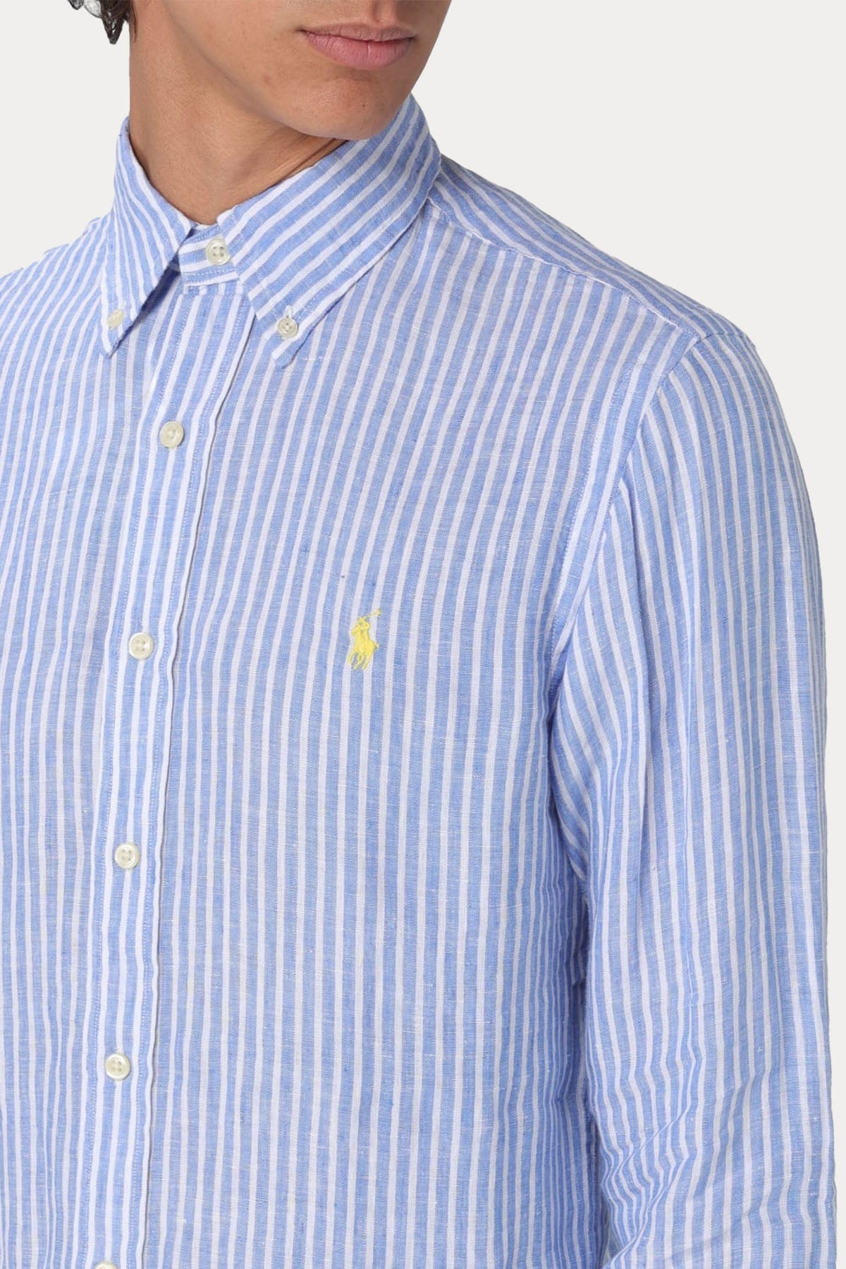 Polo Ralph Lauren Custom Fit Çizgili Keten Gömlek