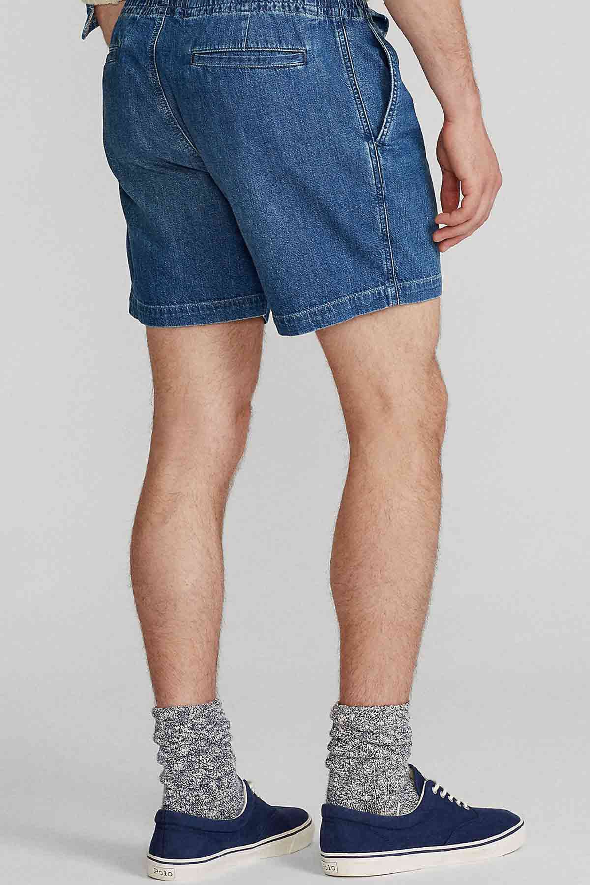 Polo Ralph Lauren Custom Fit Beli Lastikli Denim Şort-Şort-Libas