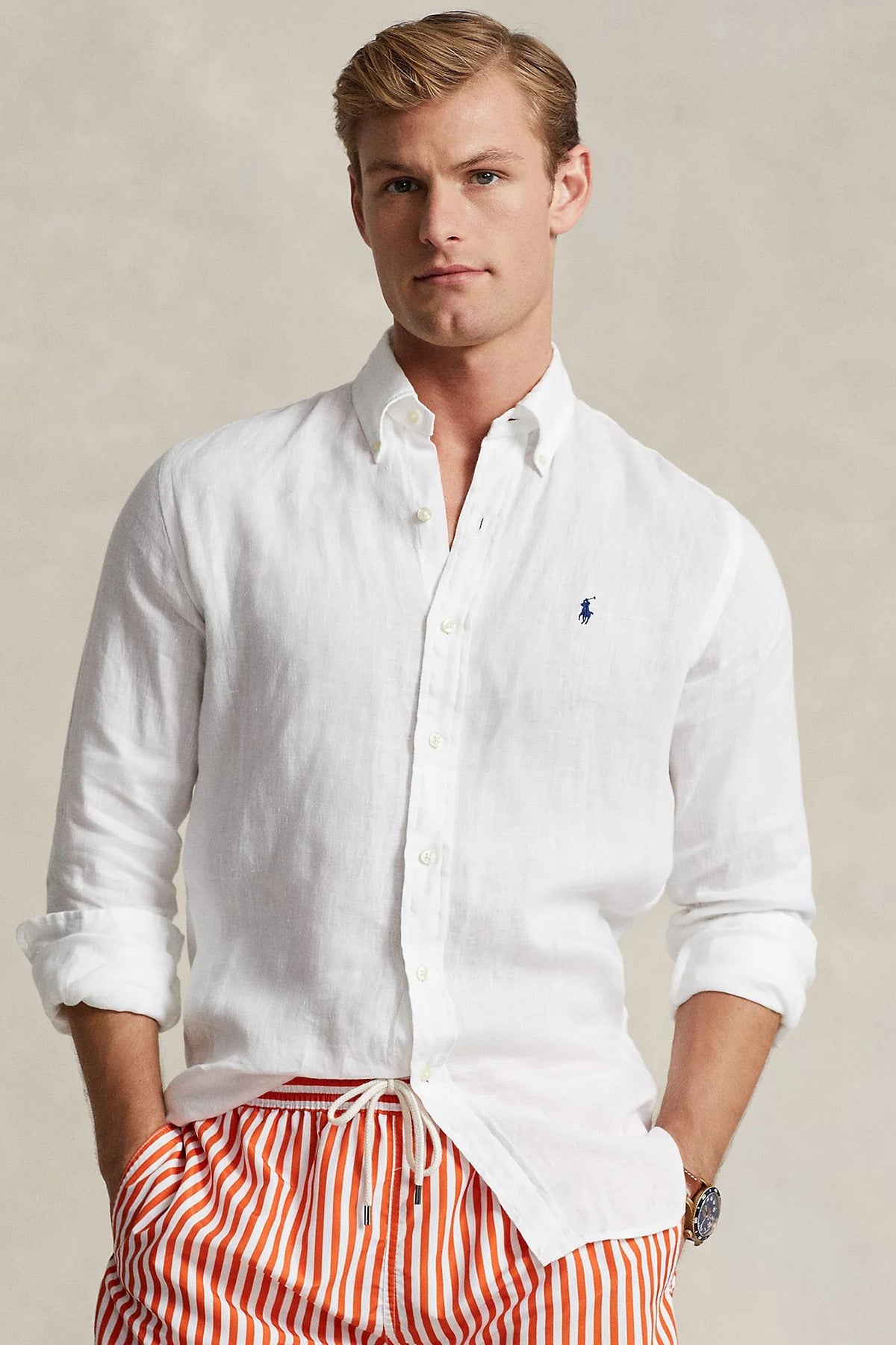 Polo Ralph Lauren Custom Fit Keten Gömlek-Gömlek-Libas