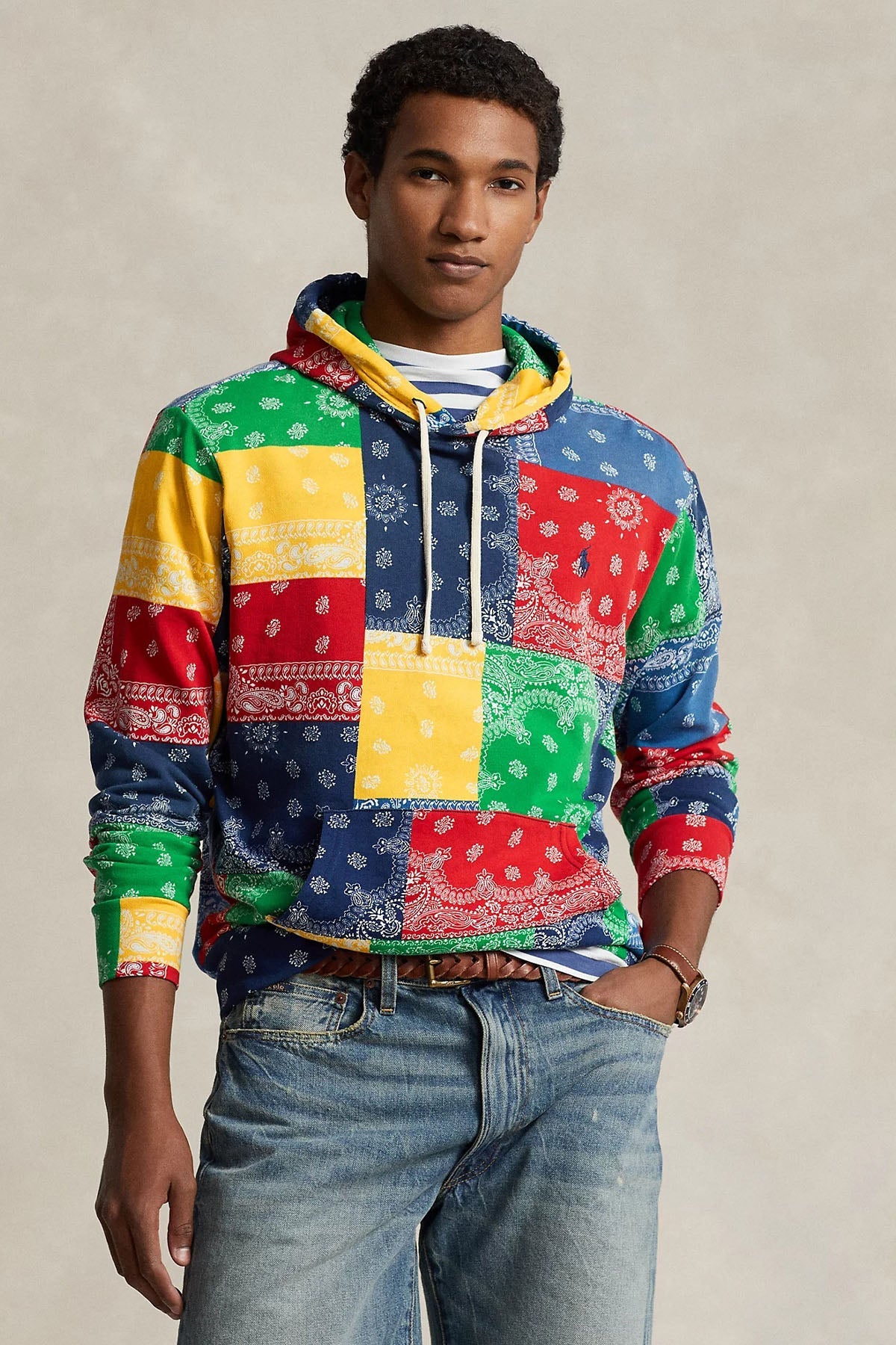 Polo Ralph Lauren Patchwork Etnik Desenli Kapüşonlu Sweatshirt