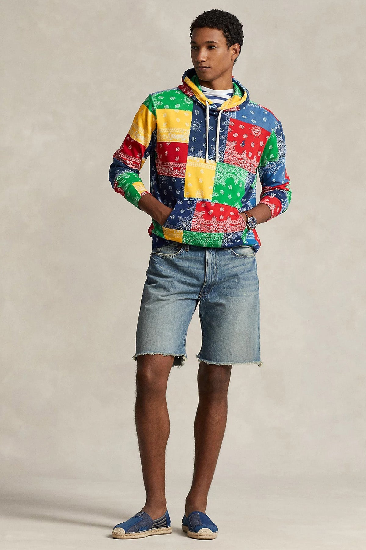 Polo Ralph Lauren Patchwork Etnik Desenli Kapüşonlu Sweatshirt