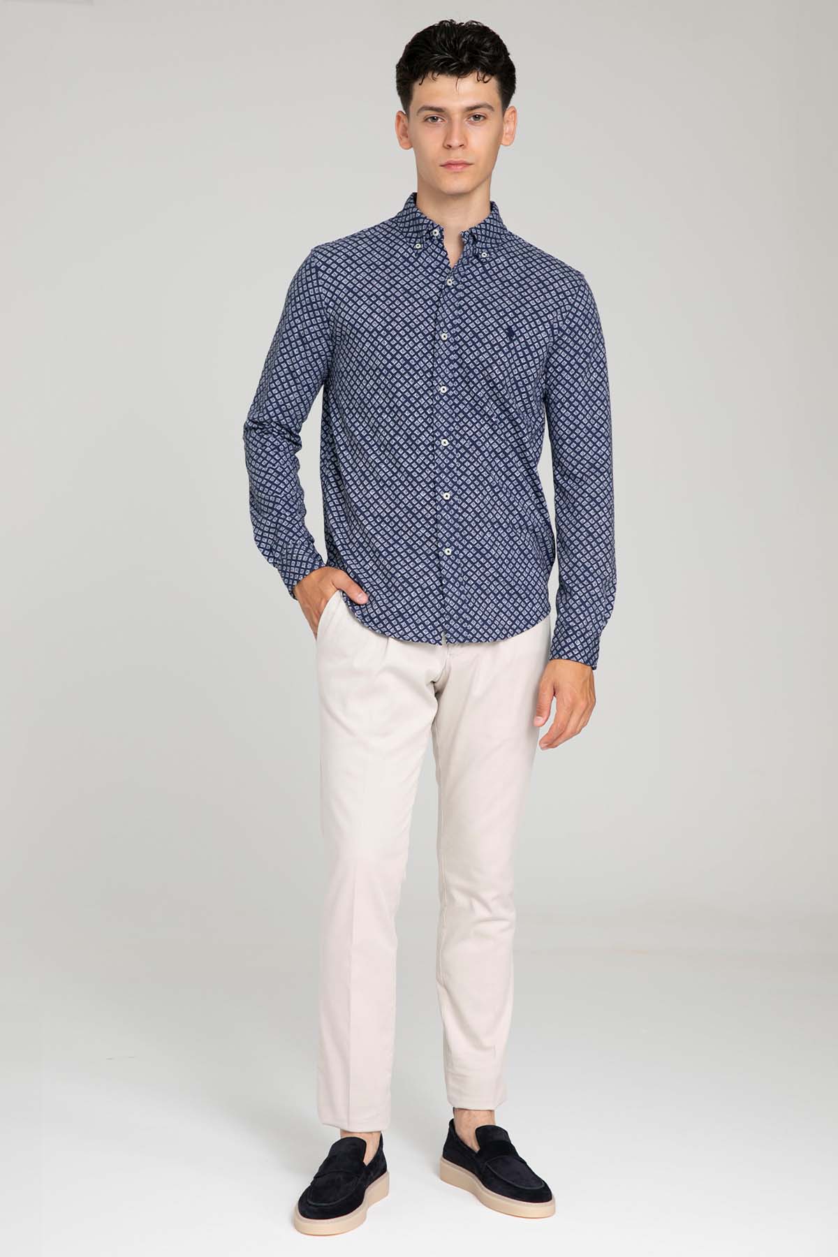 Polo Ralph Lauren Custom Fit Featherweight Mesh Desenli Gömlek