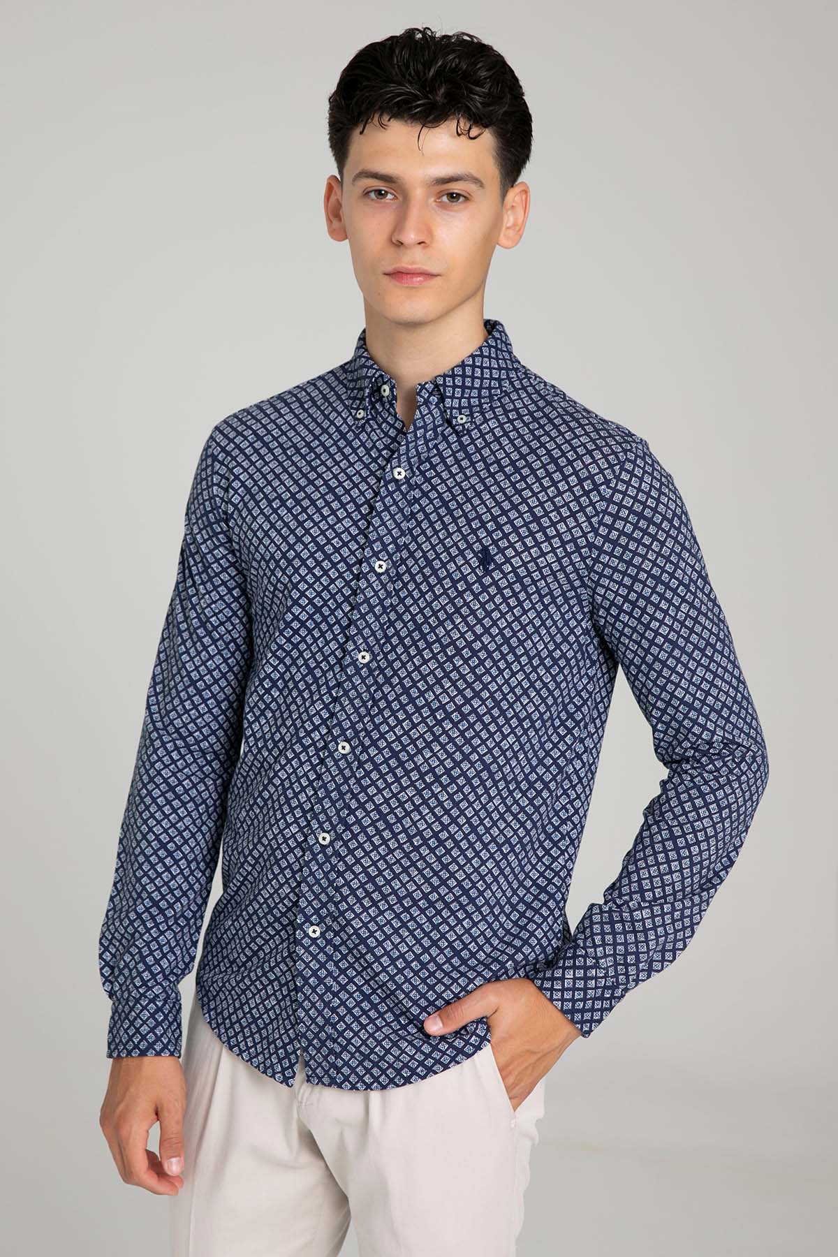 Polo Ralph Lauren Custom Fit Featherweight Mesh Desenli Gömlek