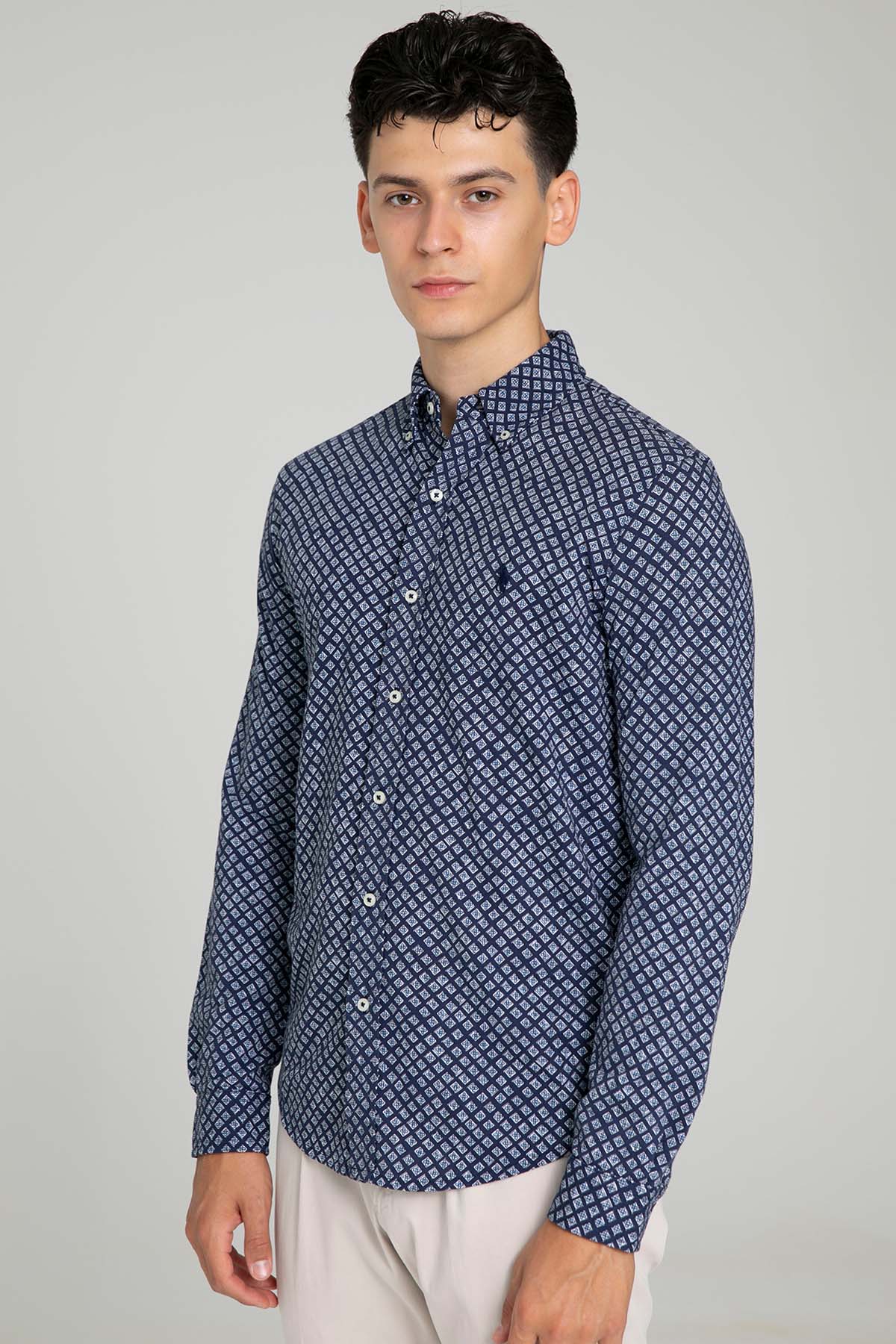 Polo Ralph Lauren Custom Fit Featherweight Mesh Desenli Gömlek