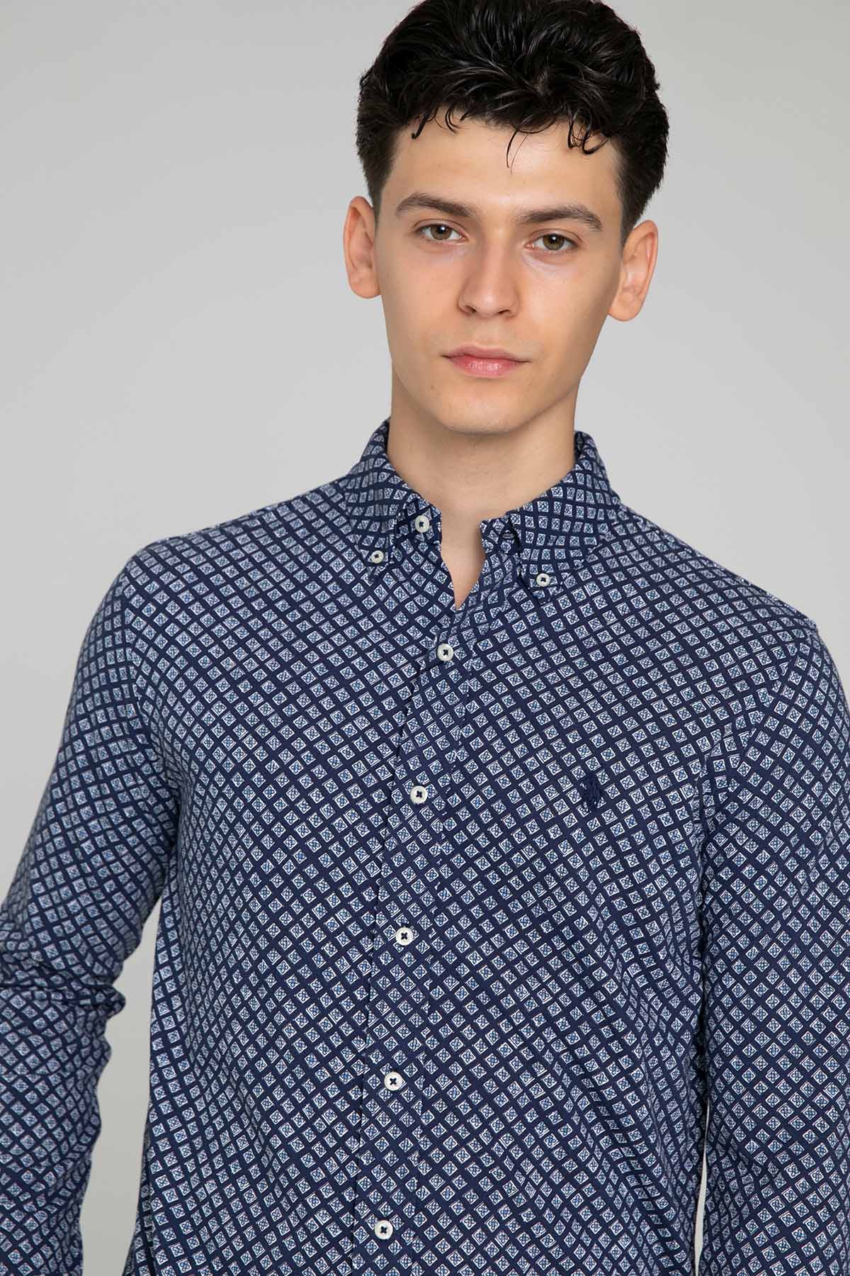 Polo Ralph Lauren Custom Fit Featherweight Mesh Desenli Gömlek