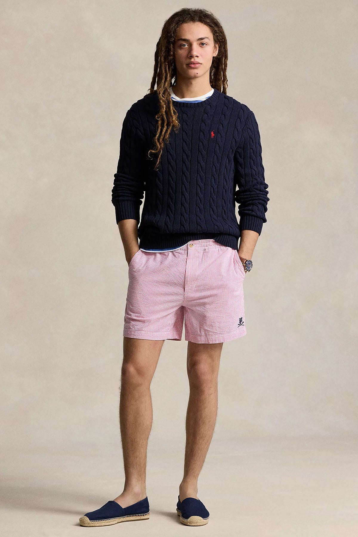 Polo Ralph Lauren Strech Classic Fit Beli Lastikli Çizgili Gofre Kumaş Şort-Şort-Libas