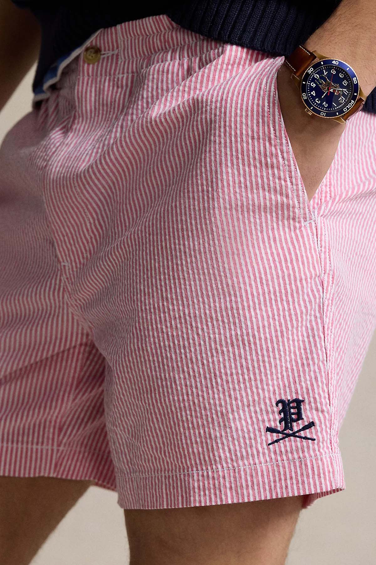 Polo Ralph Lauren Strech Classic Fit Beli Lastikli Çizgili Gofre Kumaş Şort-Şort-Libas