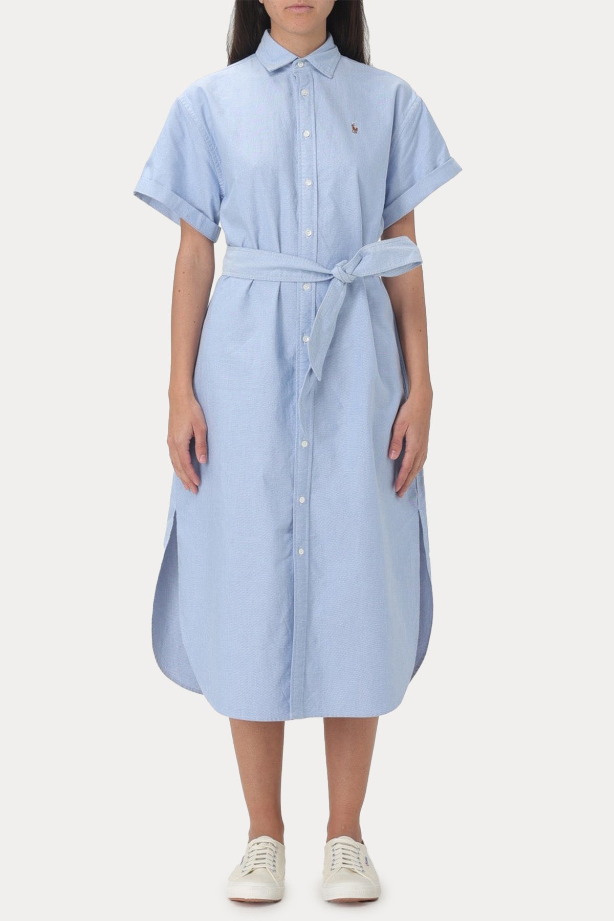 Polo Ralph Lauren Klasik Yaka Kuşaklı Midi Gömlek Elbise