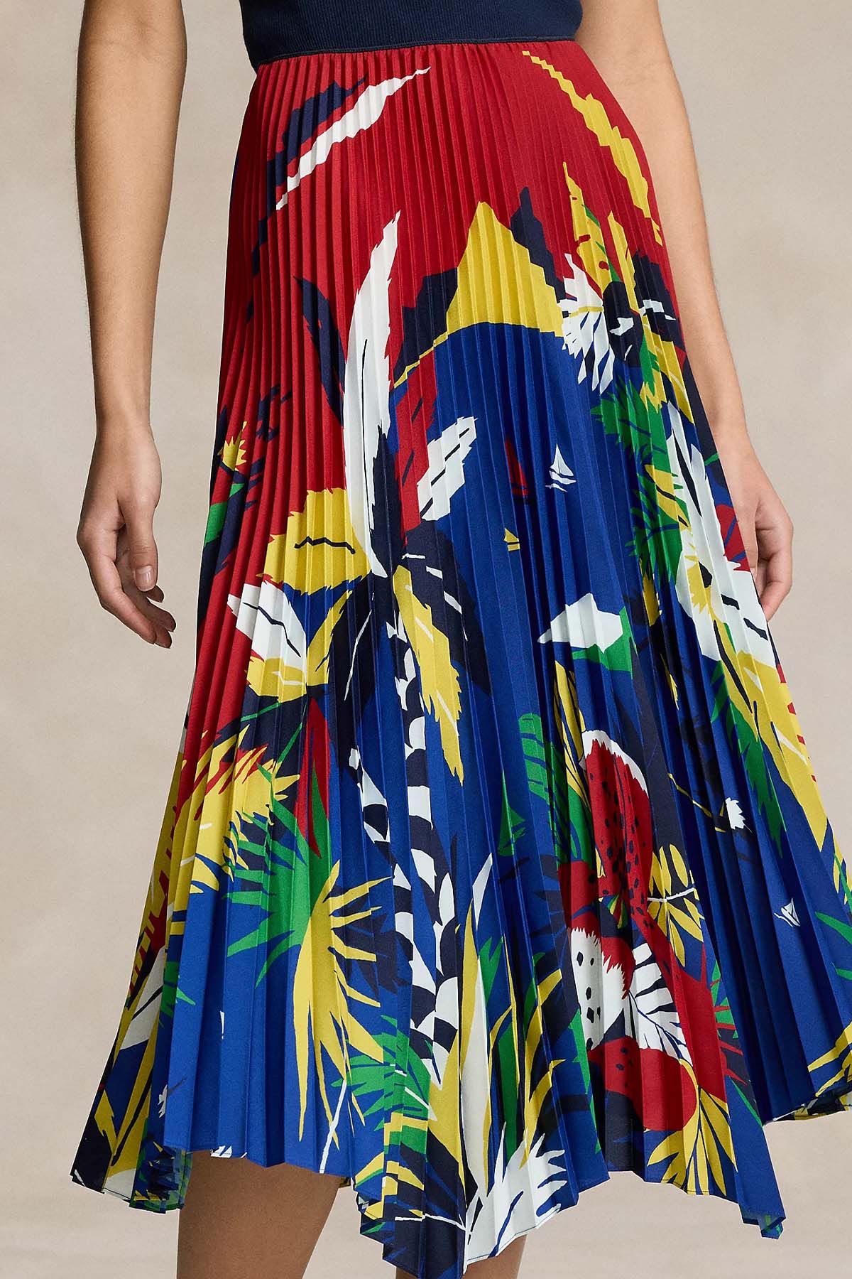 Polo Ralph Lauren Renkli Piliseli Askılı Midi Elbise