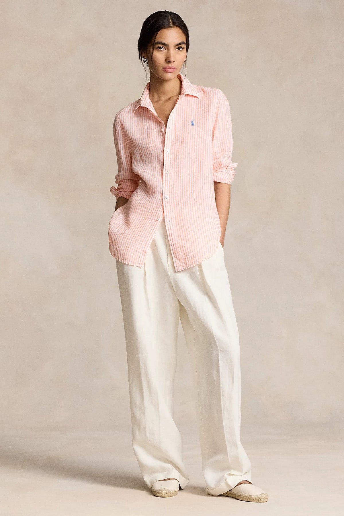 Polo Ralph Lauren Relaxed Fit Çizgili Keten Gömlek