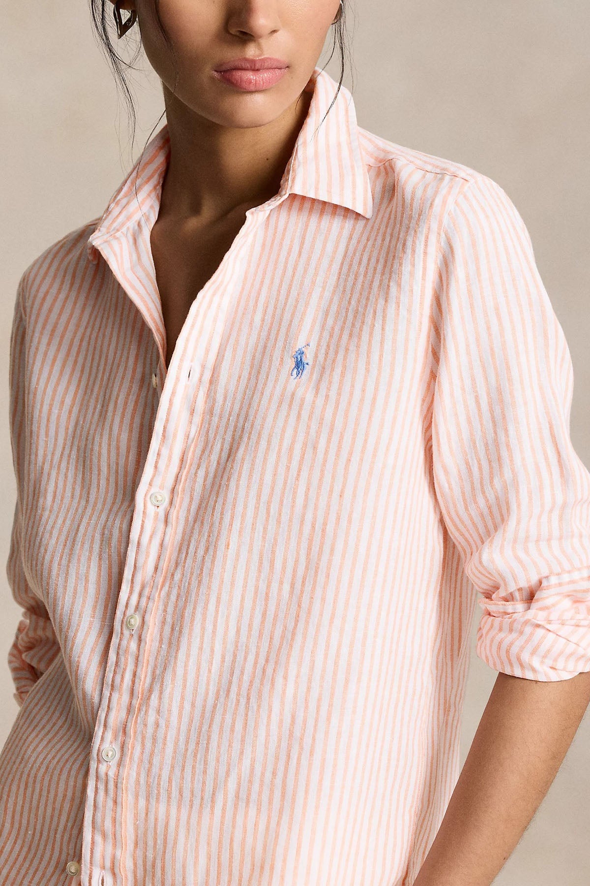 Polo Ralph Lauren Relaxed Fit Çizgili Keten Gömlek