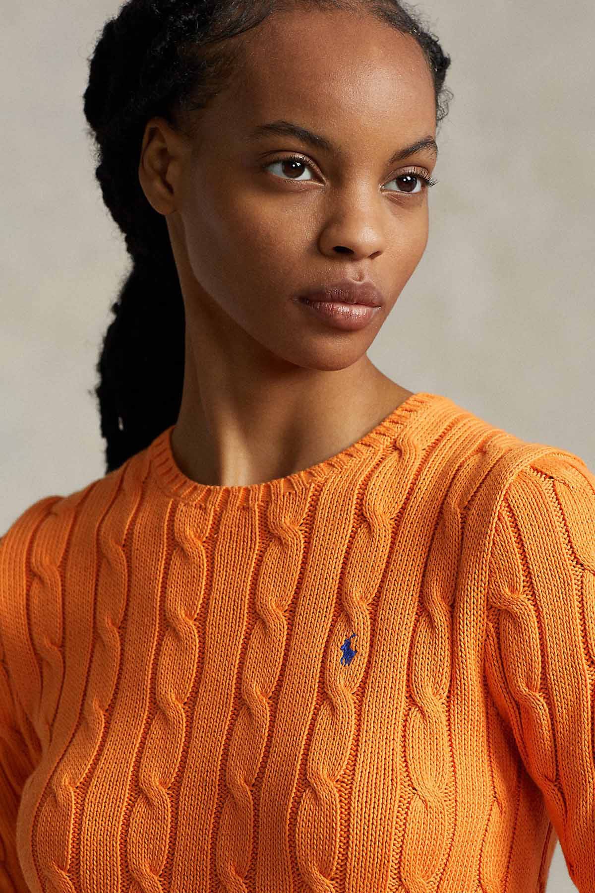 Polo Ralph Lauren Pima Cotton Slim Fit Yuvarlak Yaka Saç Örgü Triko