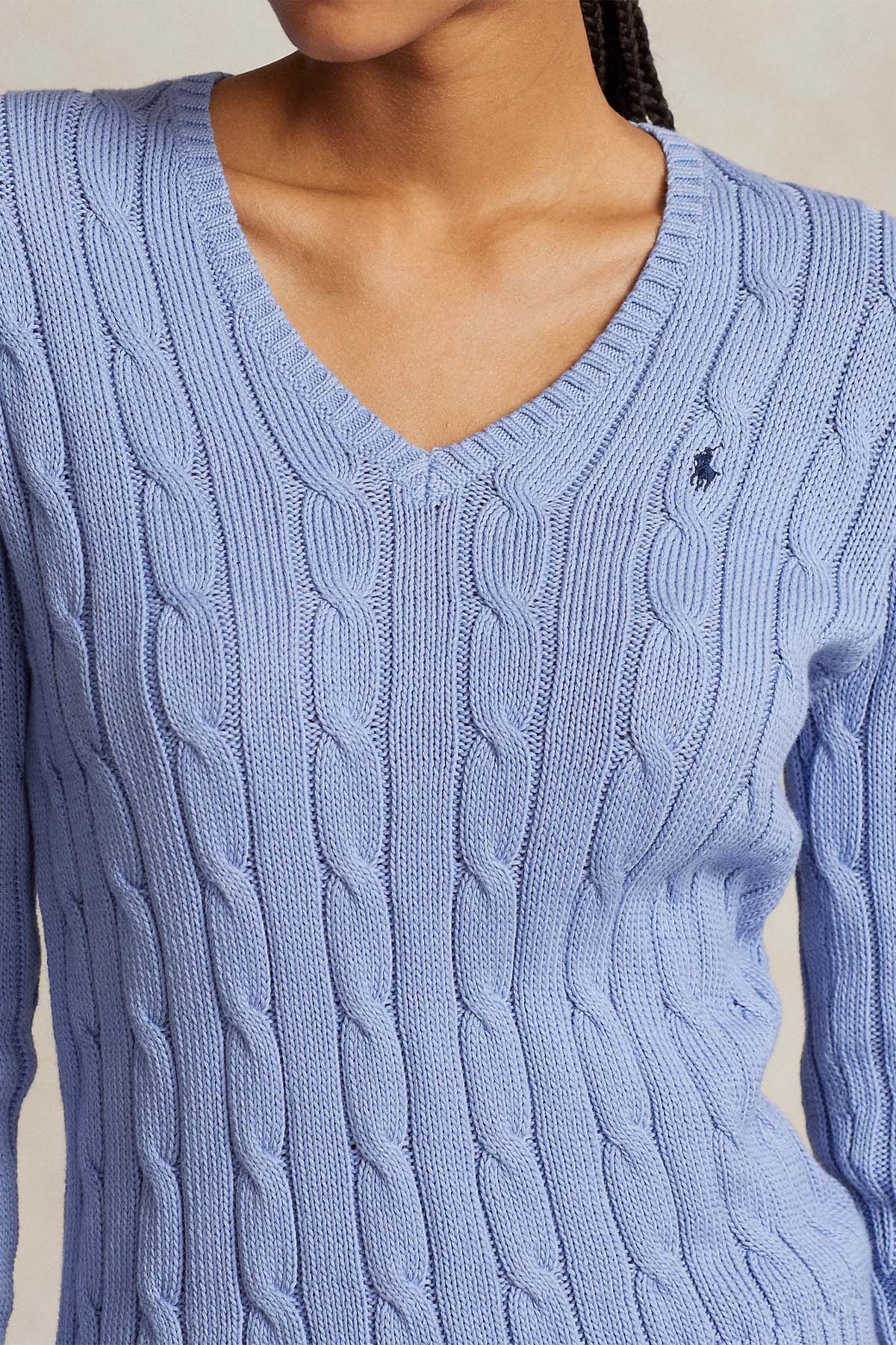 Polo Ralph Lauren Pima Cotton Slim Fit V Yaka Saç Örgü Triko