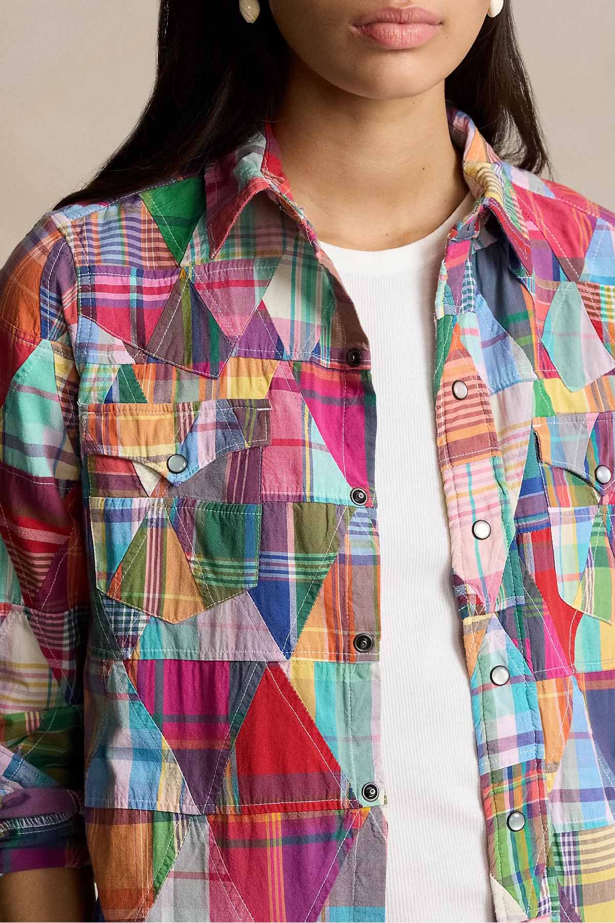 Polo Ralph Lauren Custom Fit Patchwork Desenli Gömlek