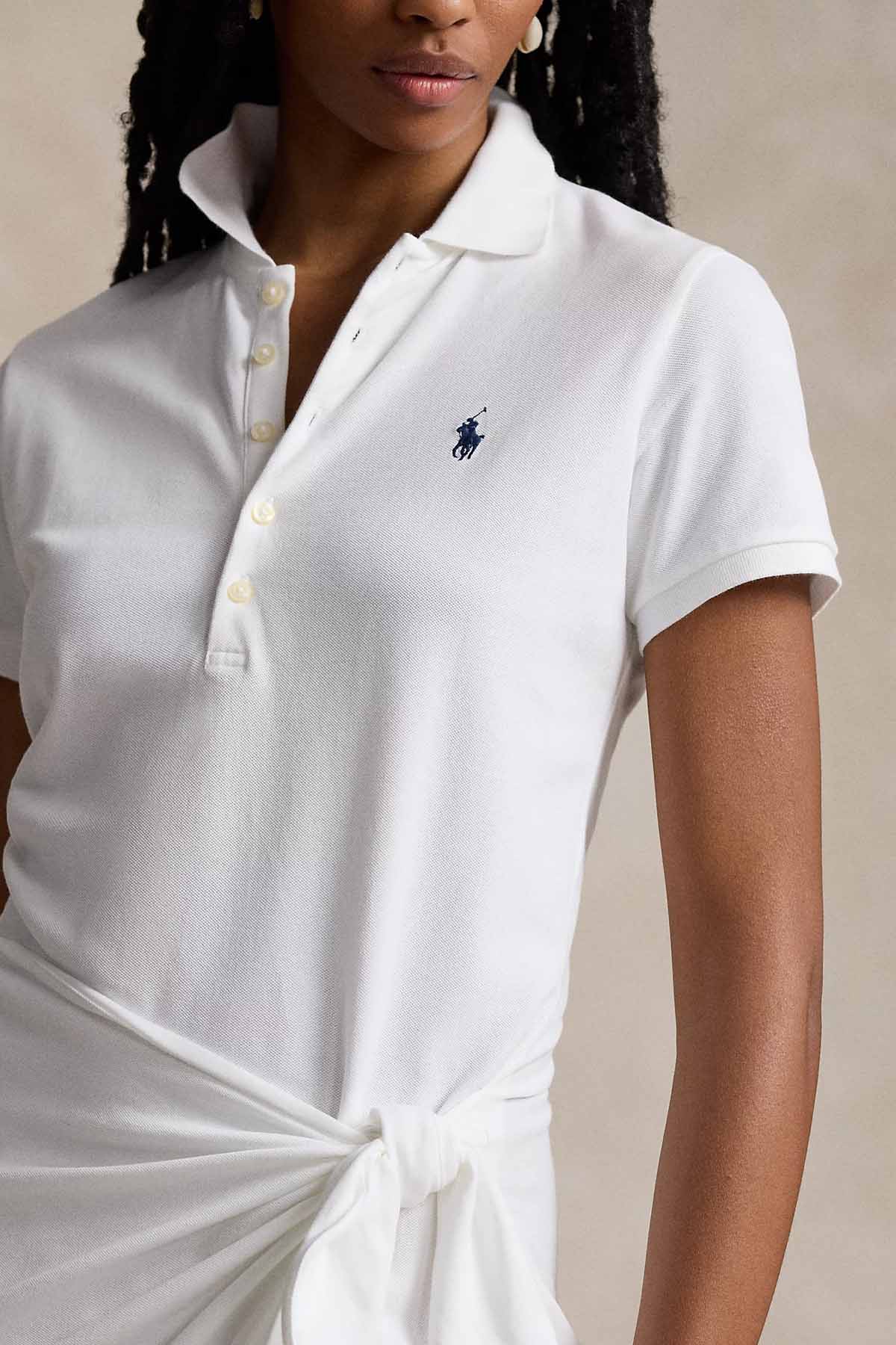 Polo Ralph Lauren Polo Yaka Büzgülü Midi T-shirt Elbise
