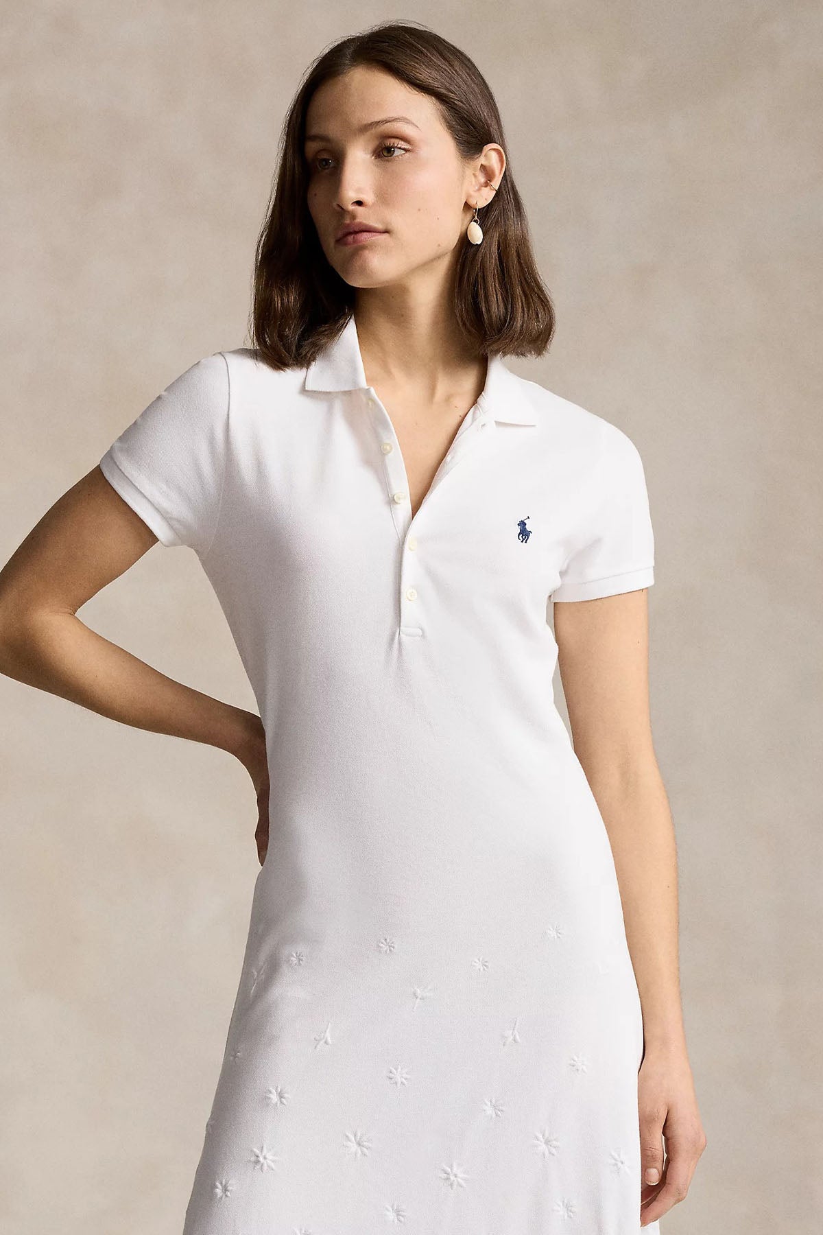 Polo Ralph Lauren Polo Yaka Nakış Detaylı Midi T-shirt Elbise