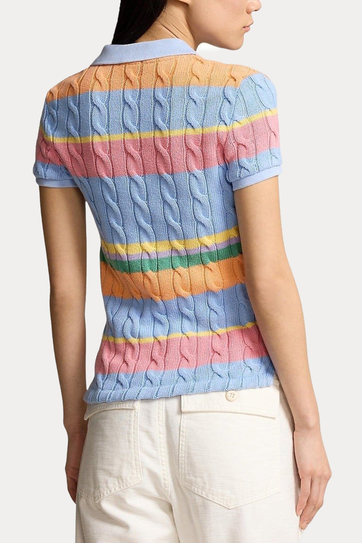 Polo Ralph Lauren Polo Yaka Renkli Saç Örgü Triko