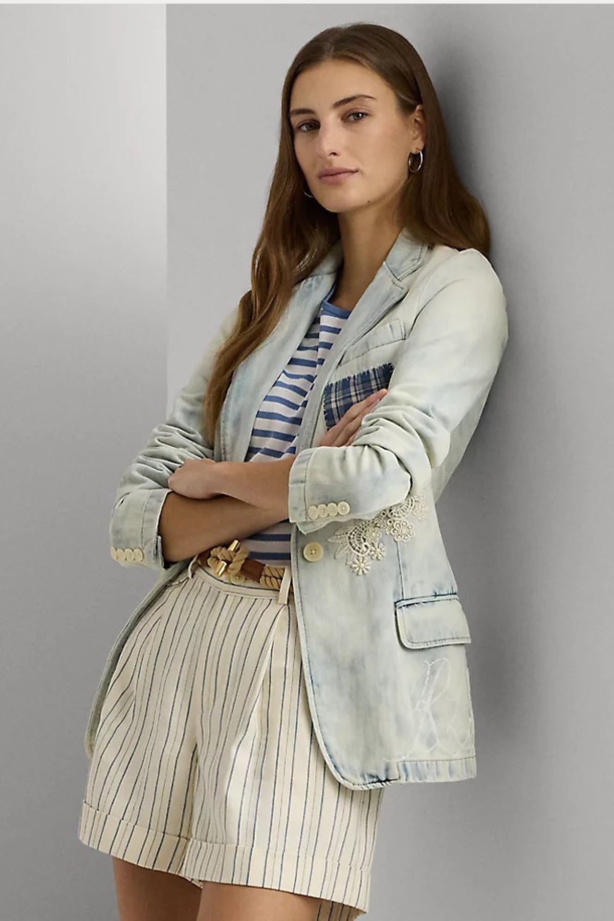 Polo Ralph Lauren Yamalı Denim Blazer Ceket