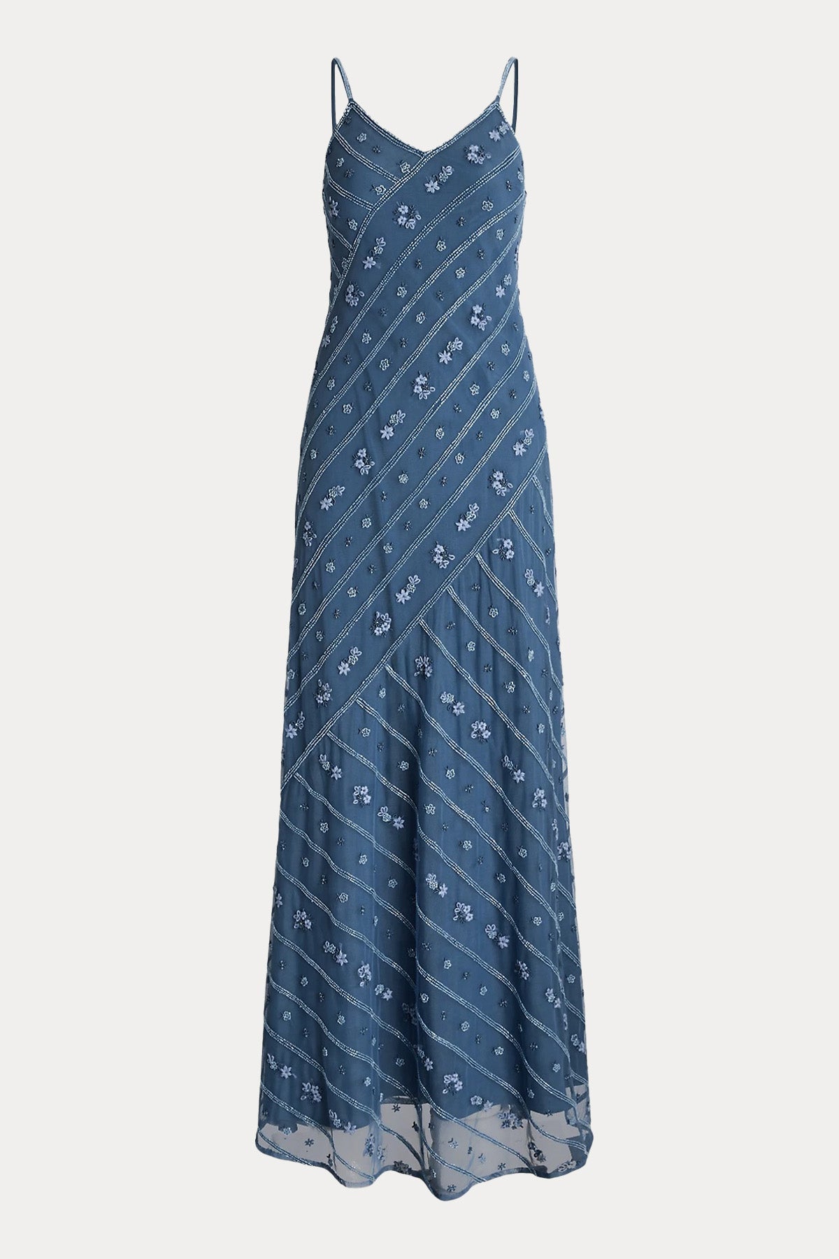 Polo Ralph Lauren V Yaka Desenli Maxi Abiye Elbise